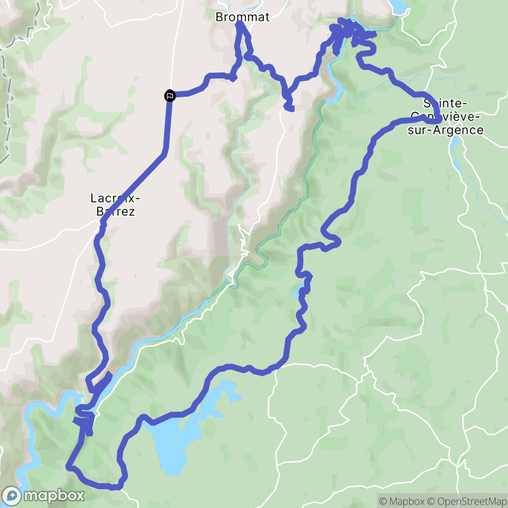 Lacroix-Barrez : carte du parcours de randonnée - France