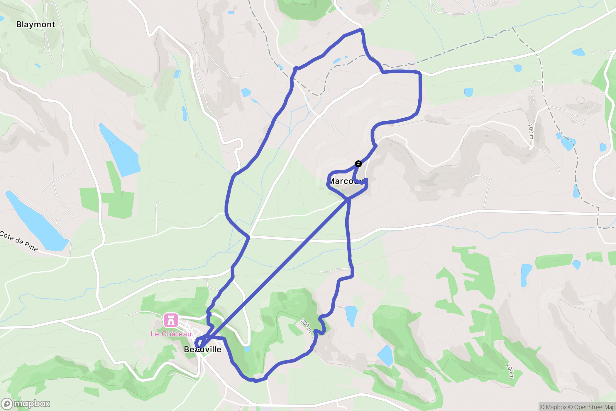 Beauville : carte du parcours de randonnée - France