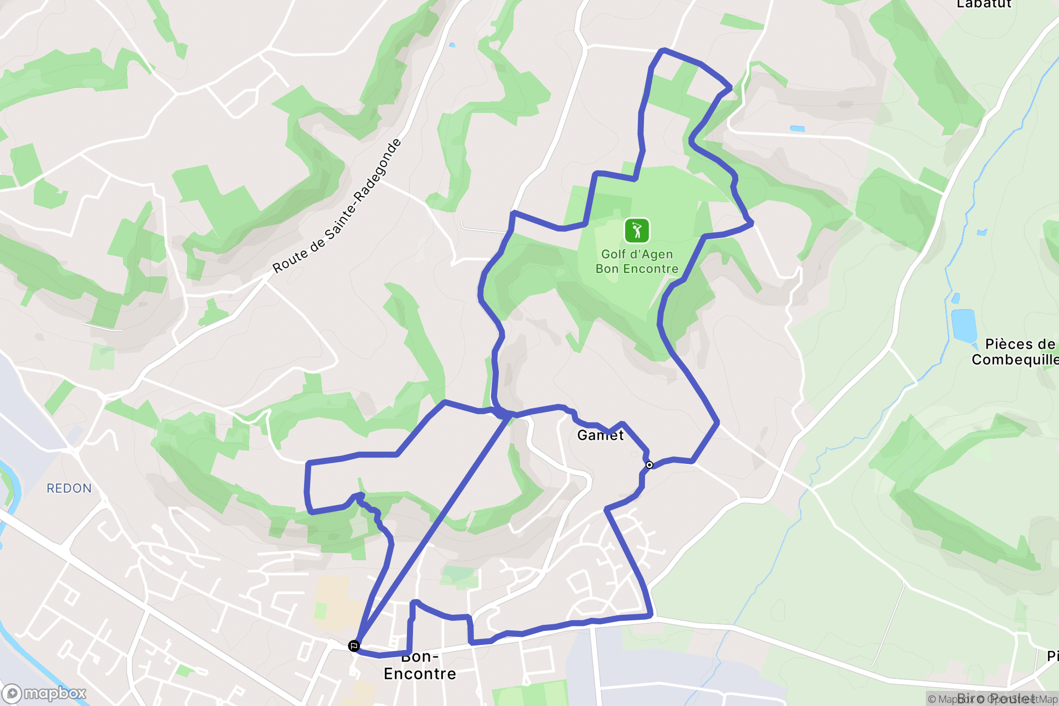Bon-Encontre : carte du parcours de randonnée - France