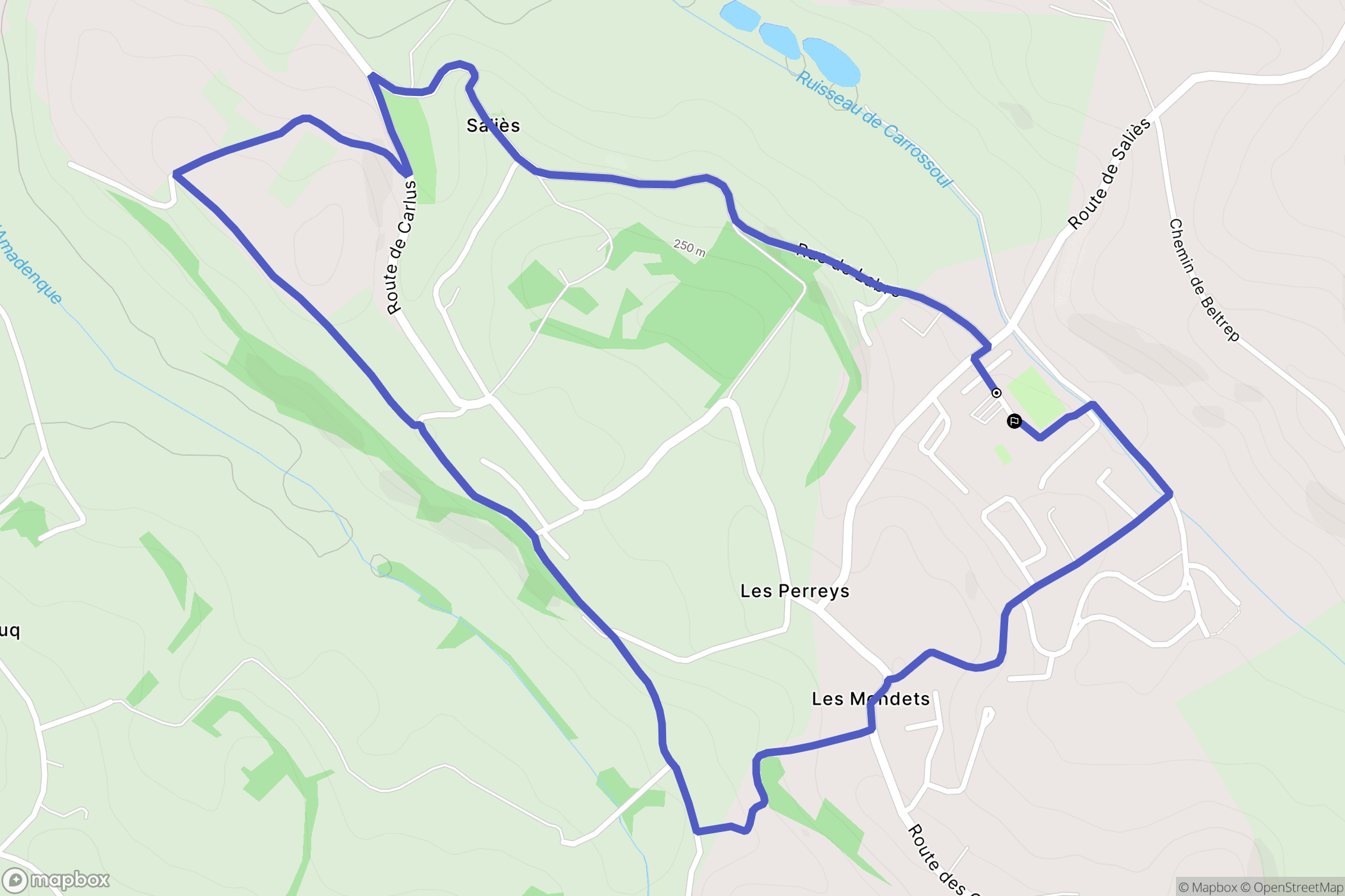 Salies : carte du parcours de randonnée - France