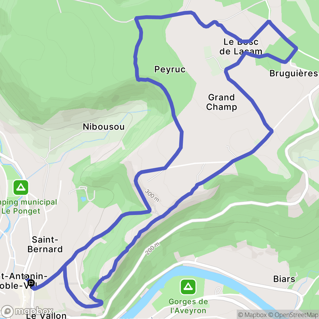 Saint-Antonin-Noble-Val : carte du parcours de randonnée - France