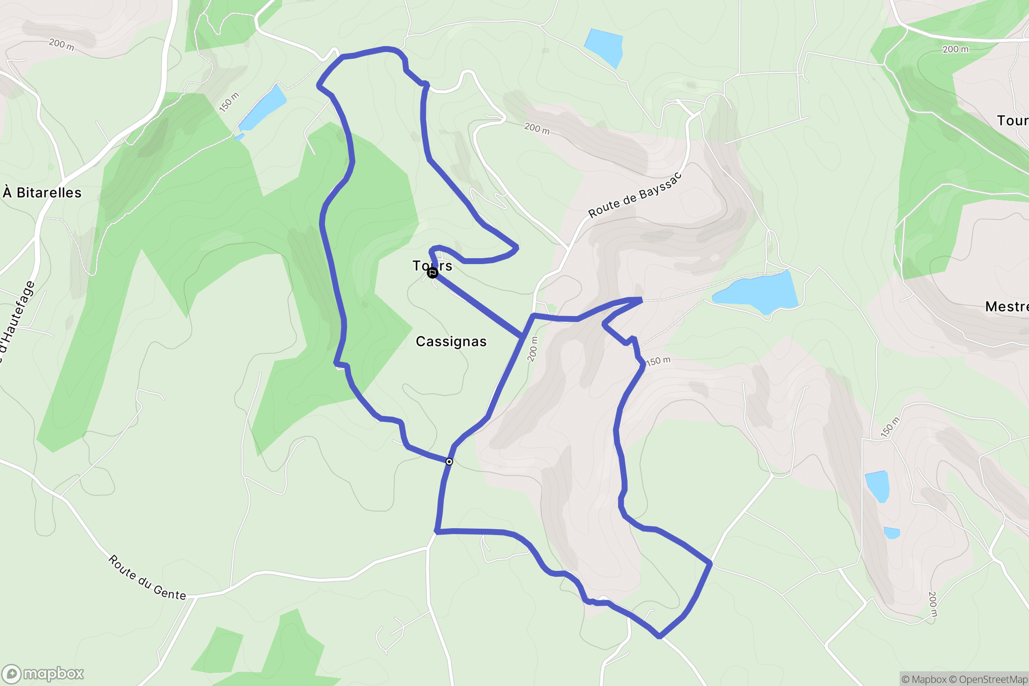 Cassignas : carte du parcours de randonnée - France