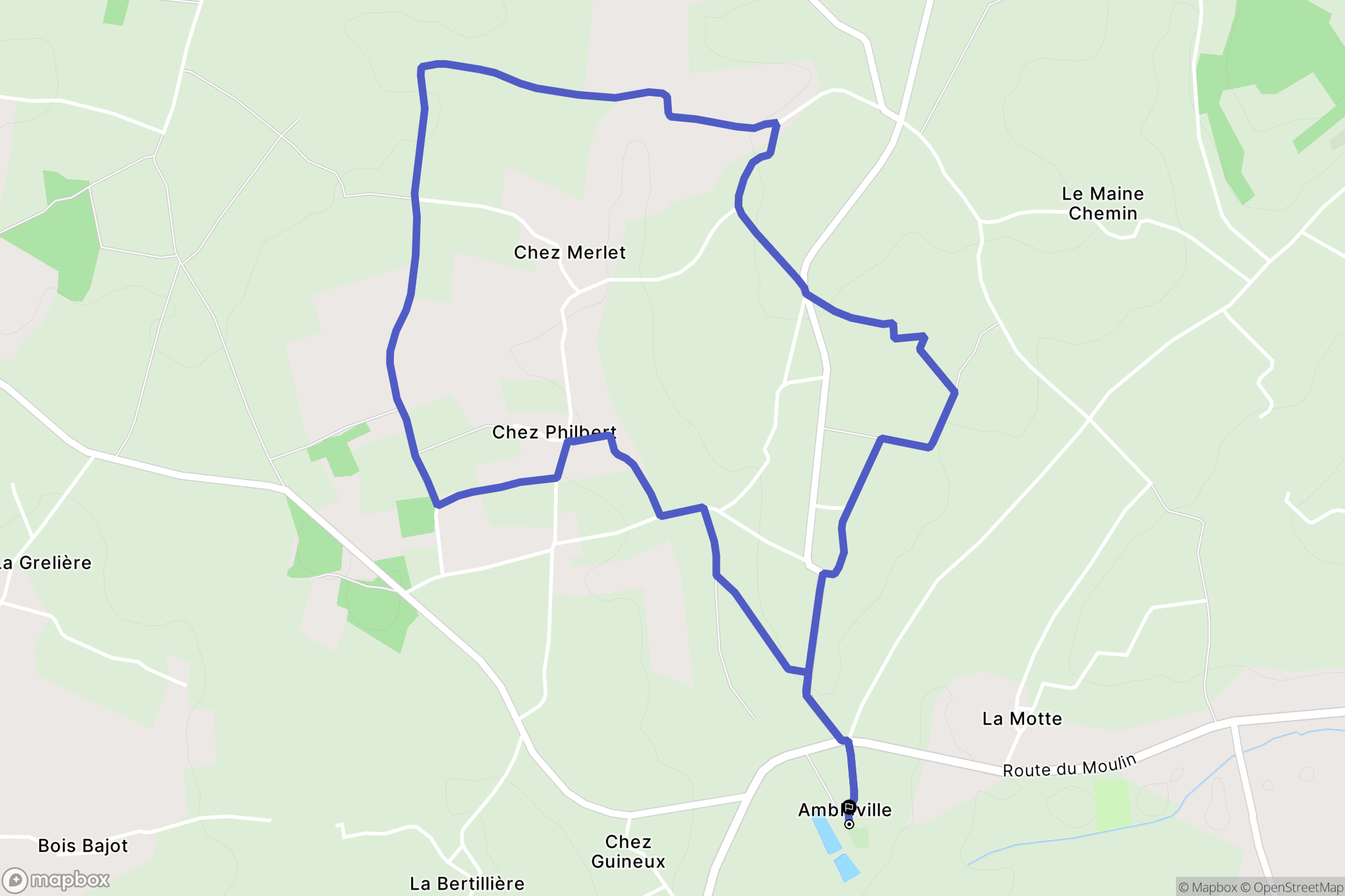 Lignières-Ambleville : carte du parcours de randonnée - France