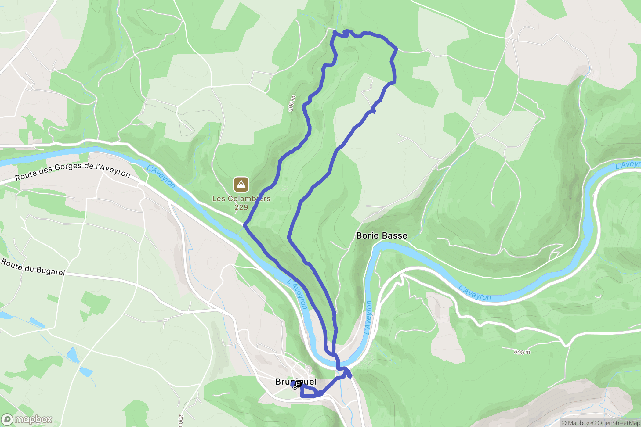 Bruniquel : carte du parcours de randonnée - France