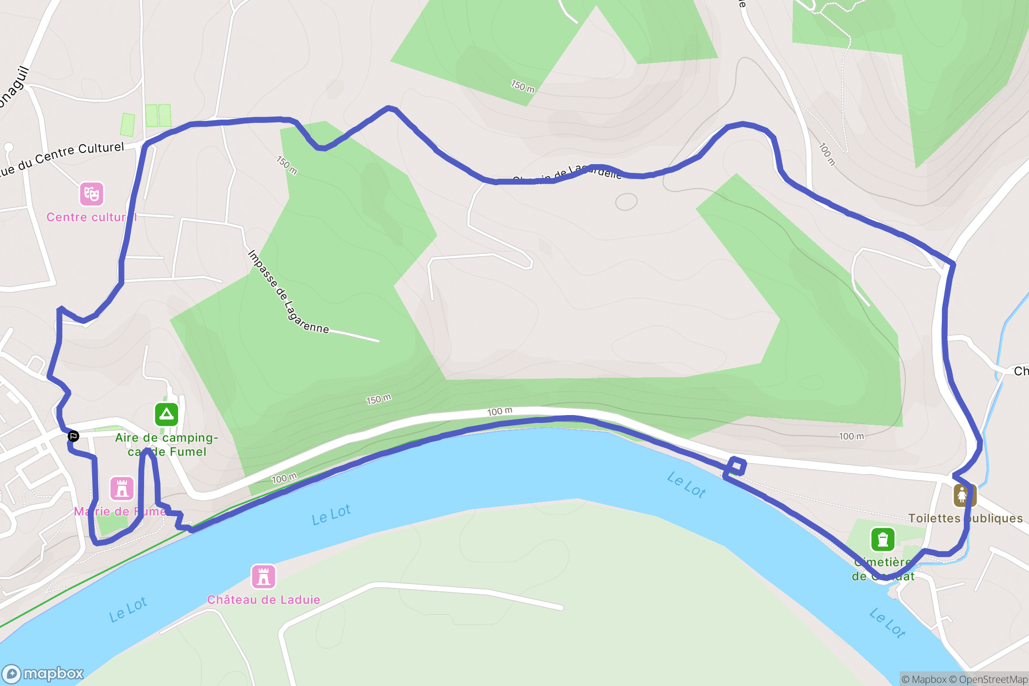 Fumel : carte du parcours de randonnée - France