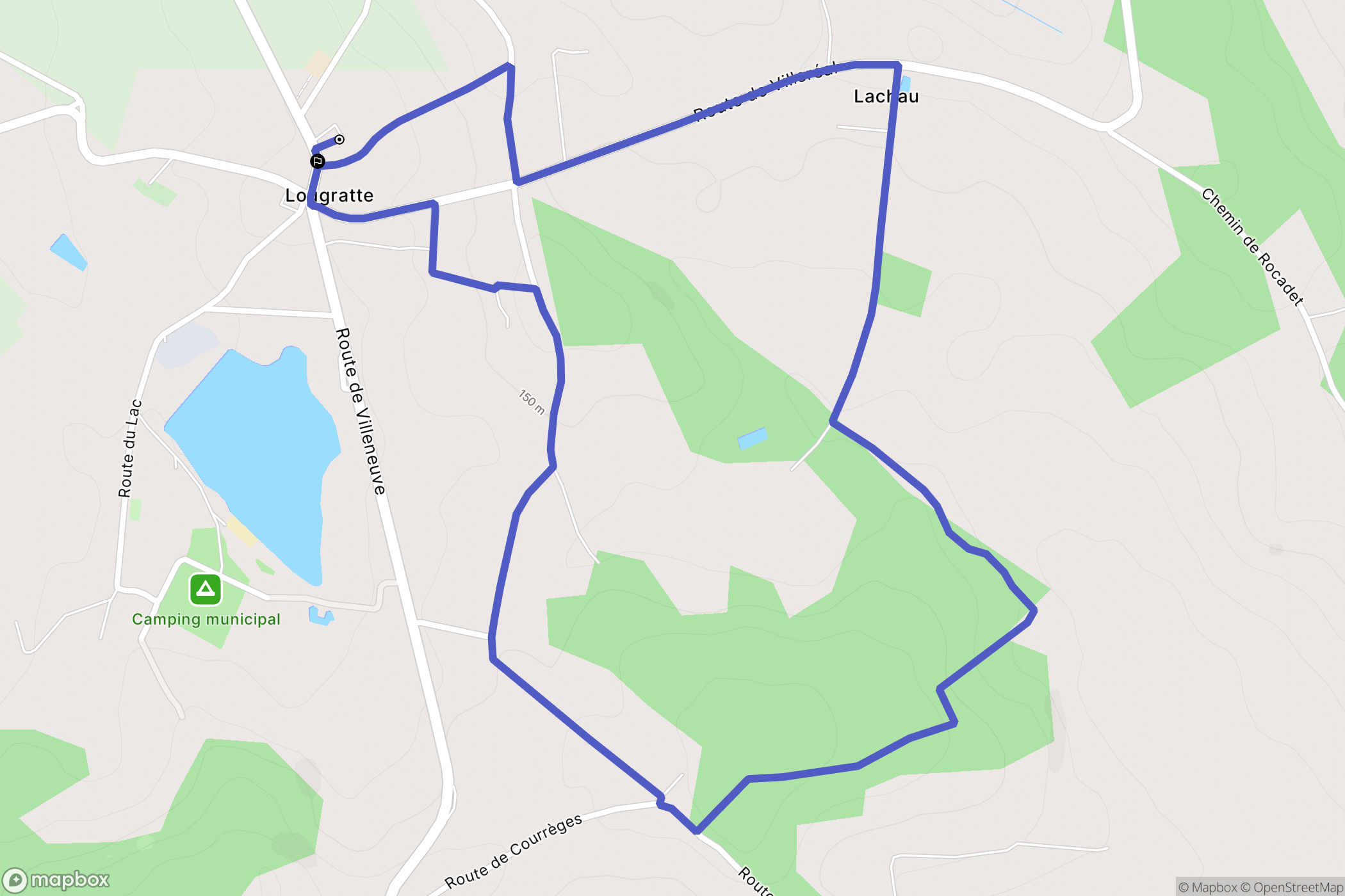 Lougratte : carte du parcours de randonnée - France