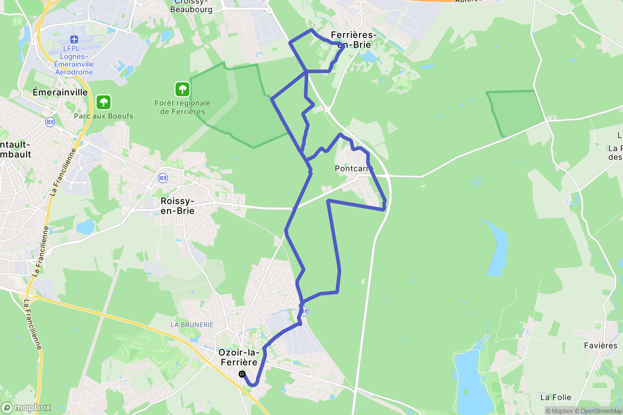 Ozoir-la-Ferrière : carte du parcours de randonnée - France