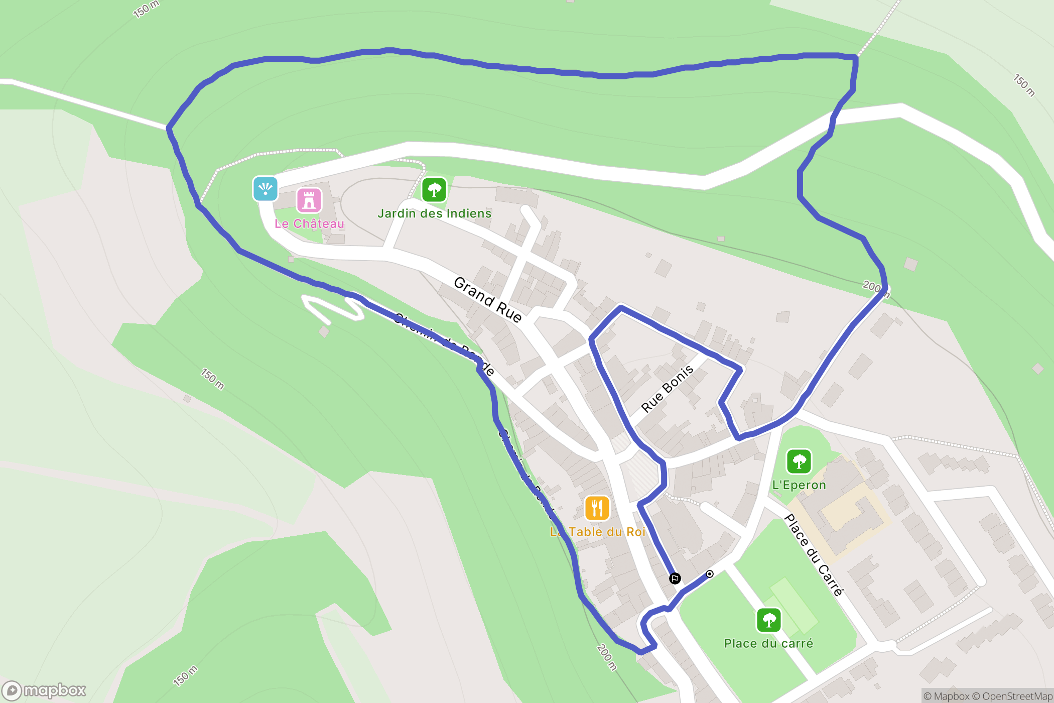 Beauville : carte du parcours de randonnée - France