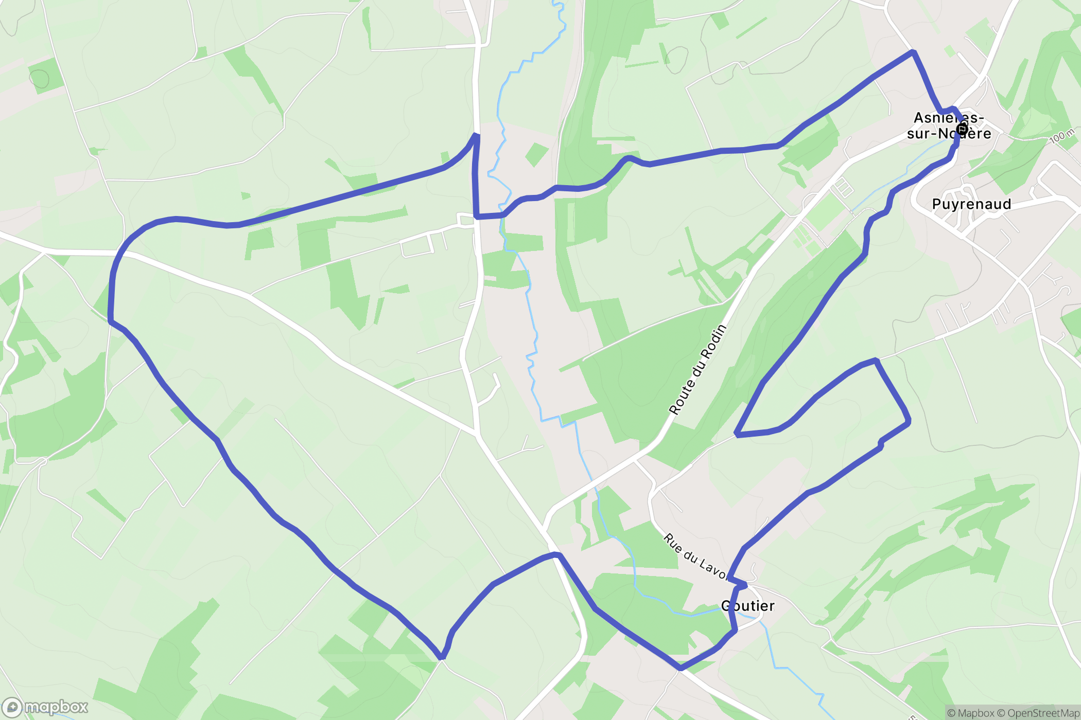 Asnières-sur-Nouère : carte du parcours de randonnée - France