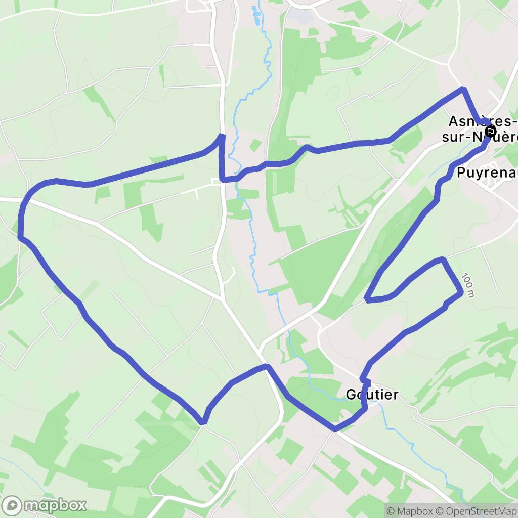 Asnières-sur-Nouère : carte du parcours de randonnée - France