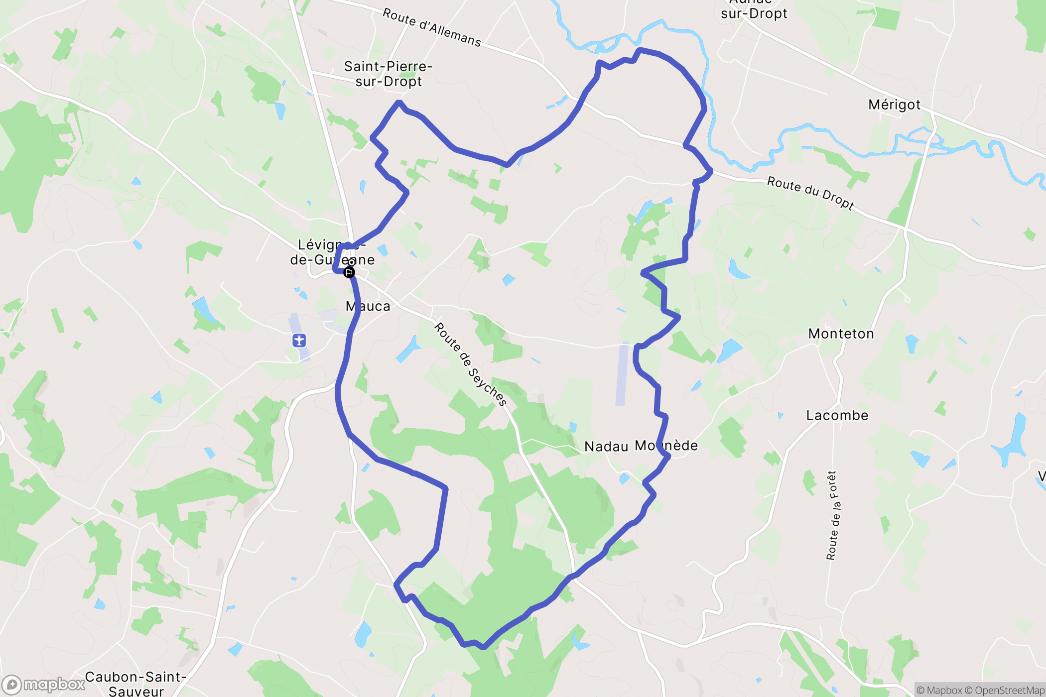 Lévignac-de-Guyenne : carte du parcours de randonnée - France