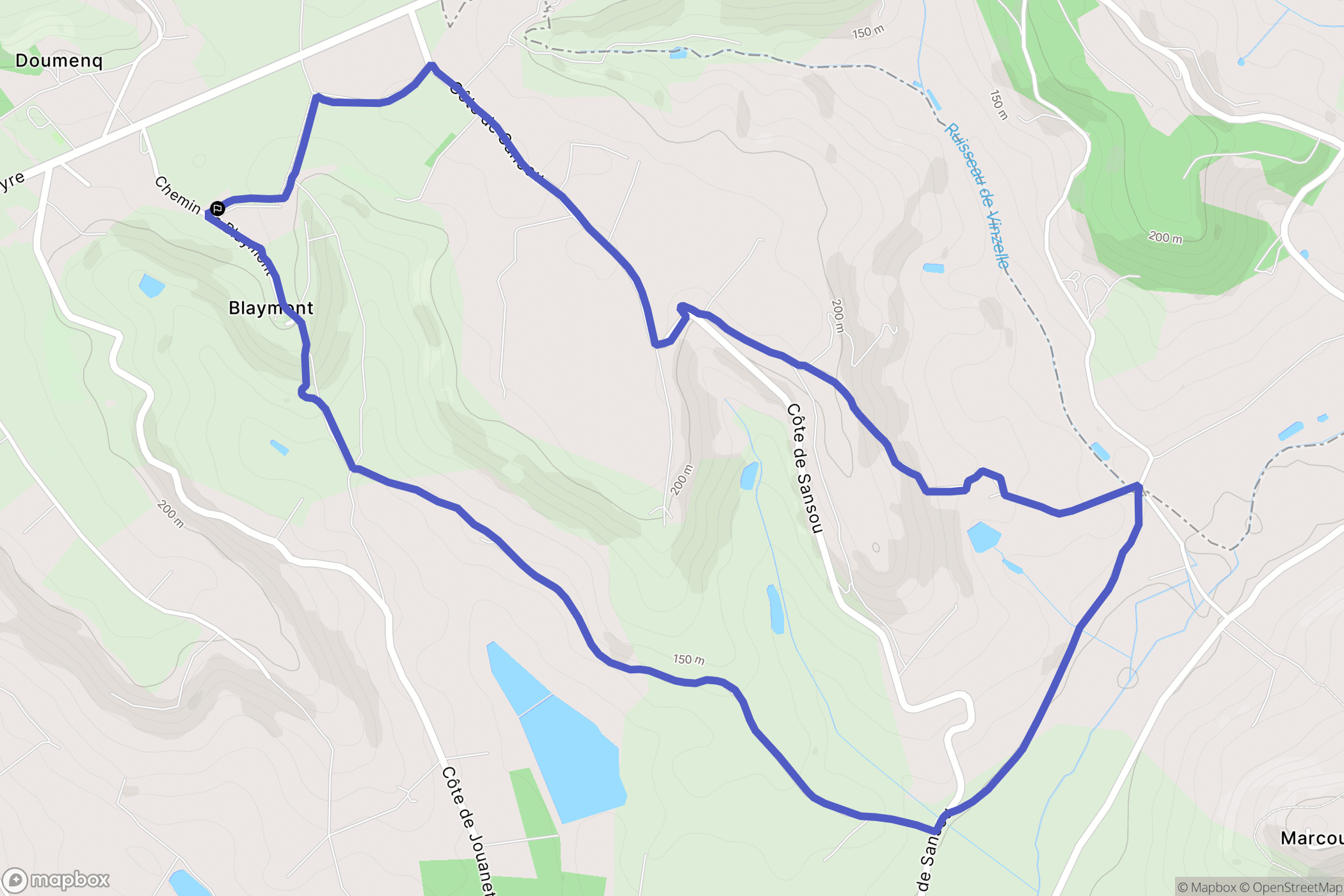 Blaymont : carte du parcours de randonnée - France