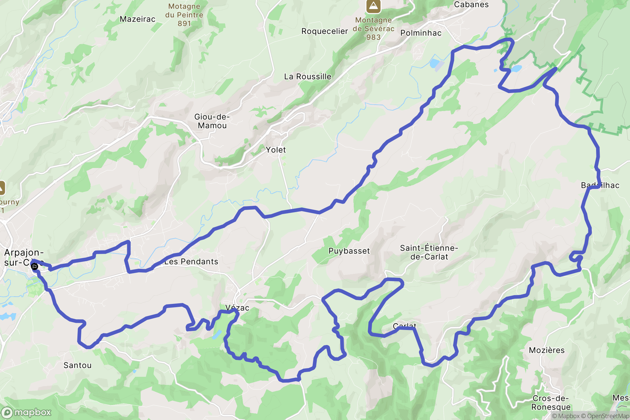 Arpajon-sur-Cère : carte du parcours de randonnée - France