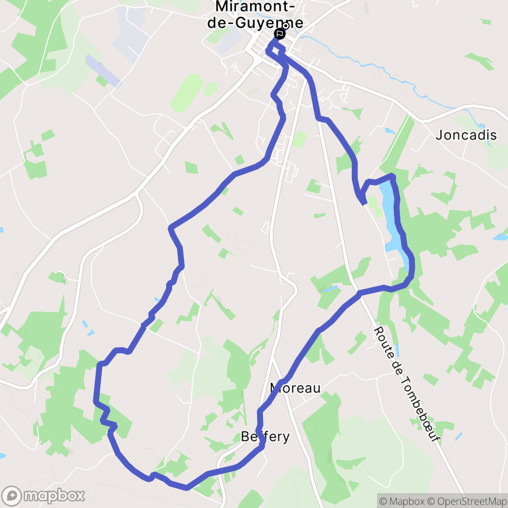 Miramont-de-Guyenne : carte du parcours de randonnée - France
