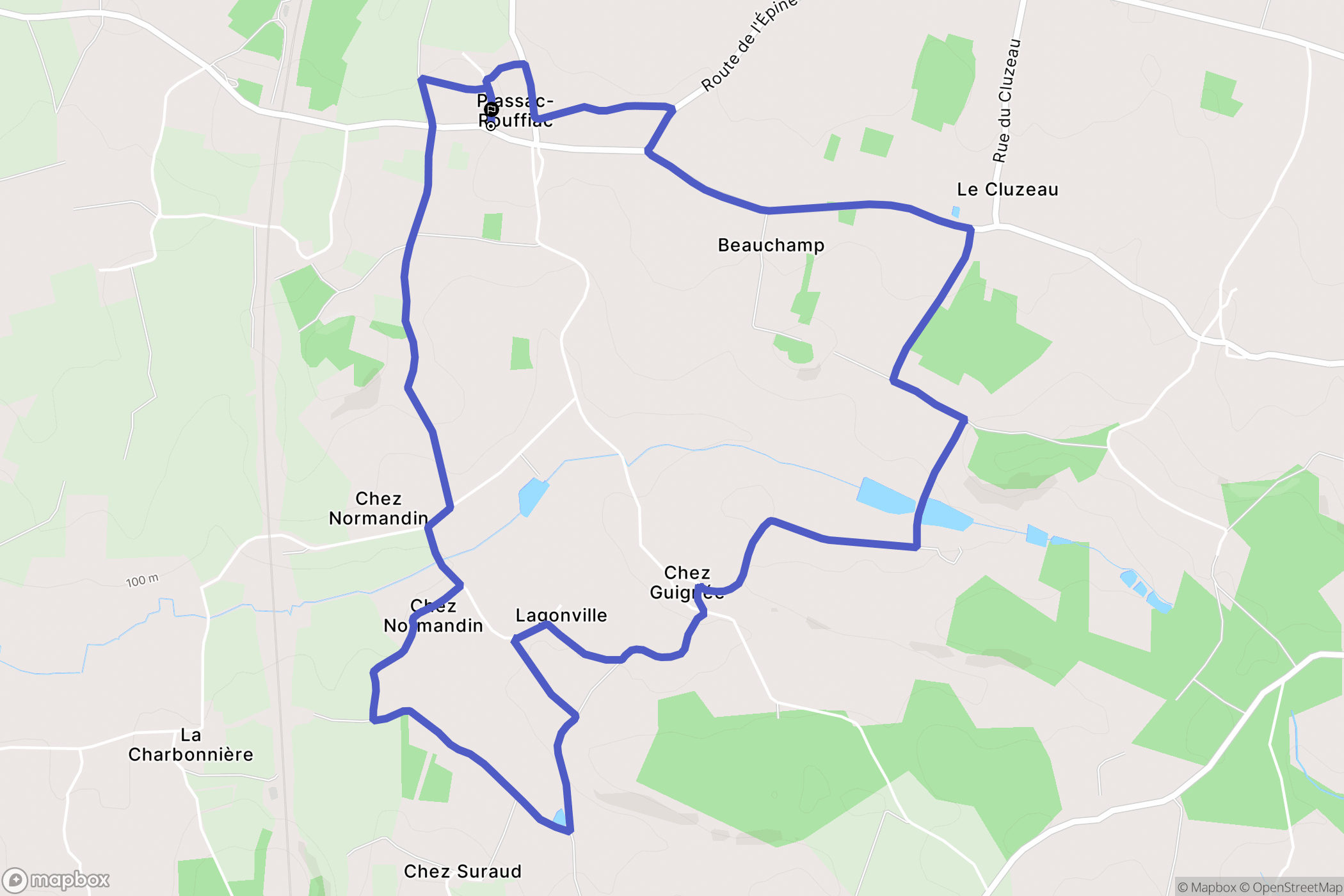 Plassac-Rouffiac : carte du parcours de randonnée - France