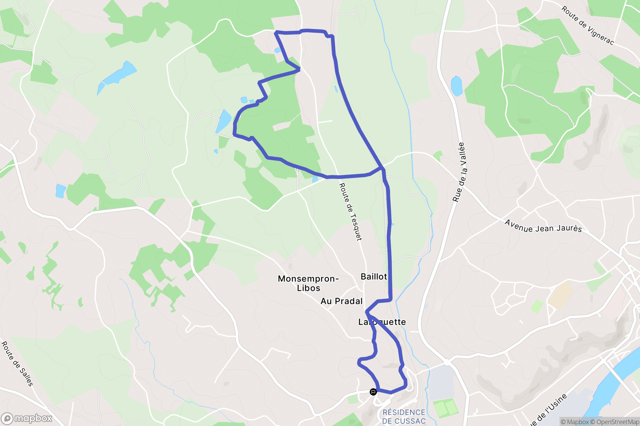 Monsempron-Libos : carte du parcours de randonnée - France