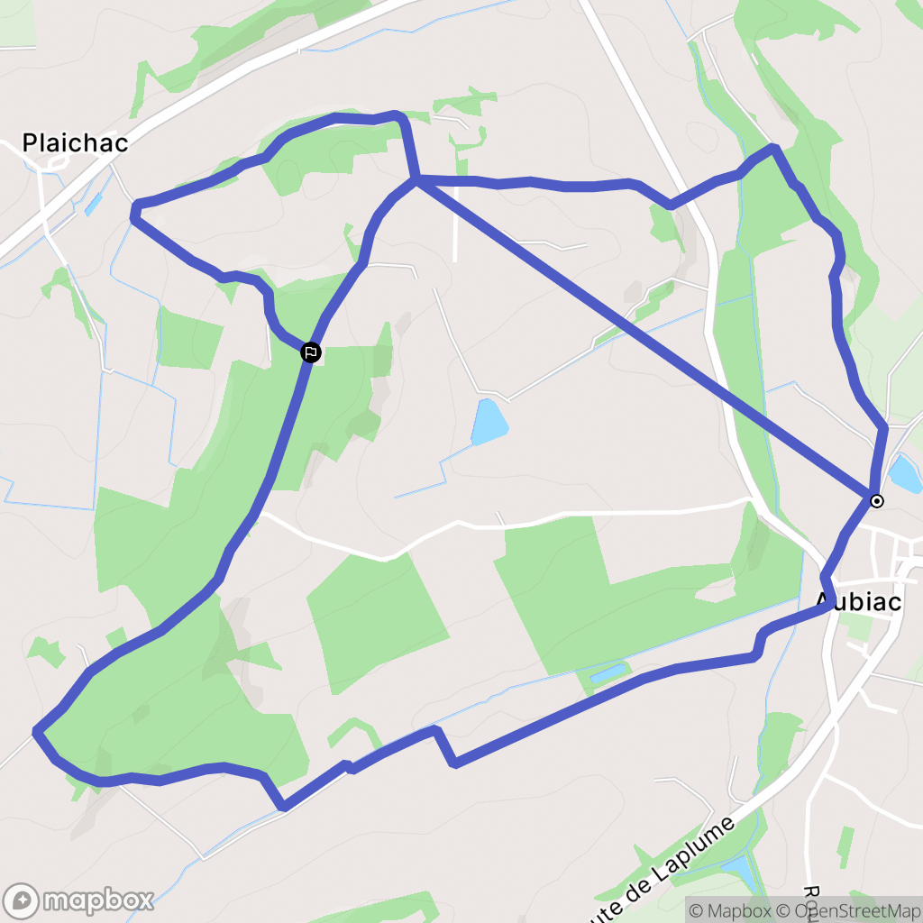 Aubiac : carte du parcours de randonnée - France