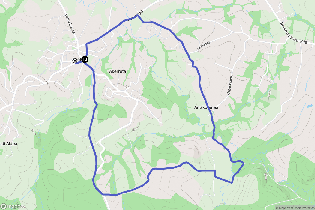 Ahetze : carte du parcours de randonnée - France