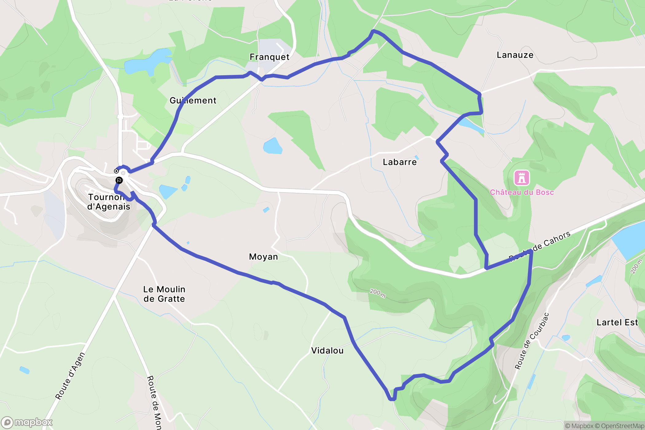 Tournon-d'Agenais : carte du parcours de randonnée - France