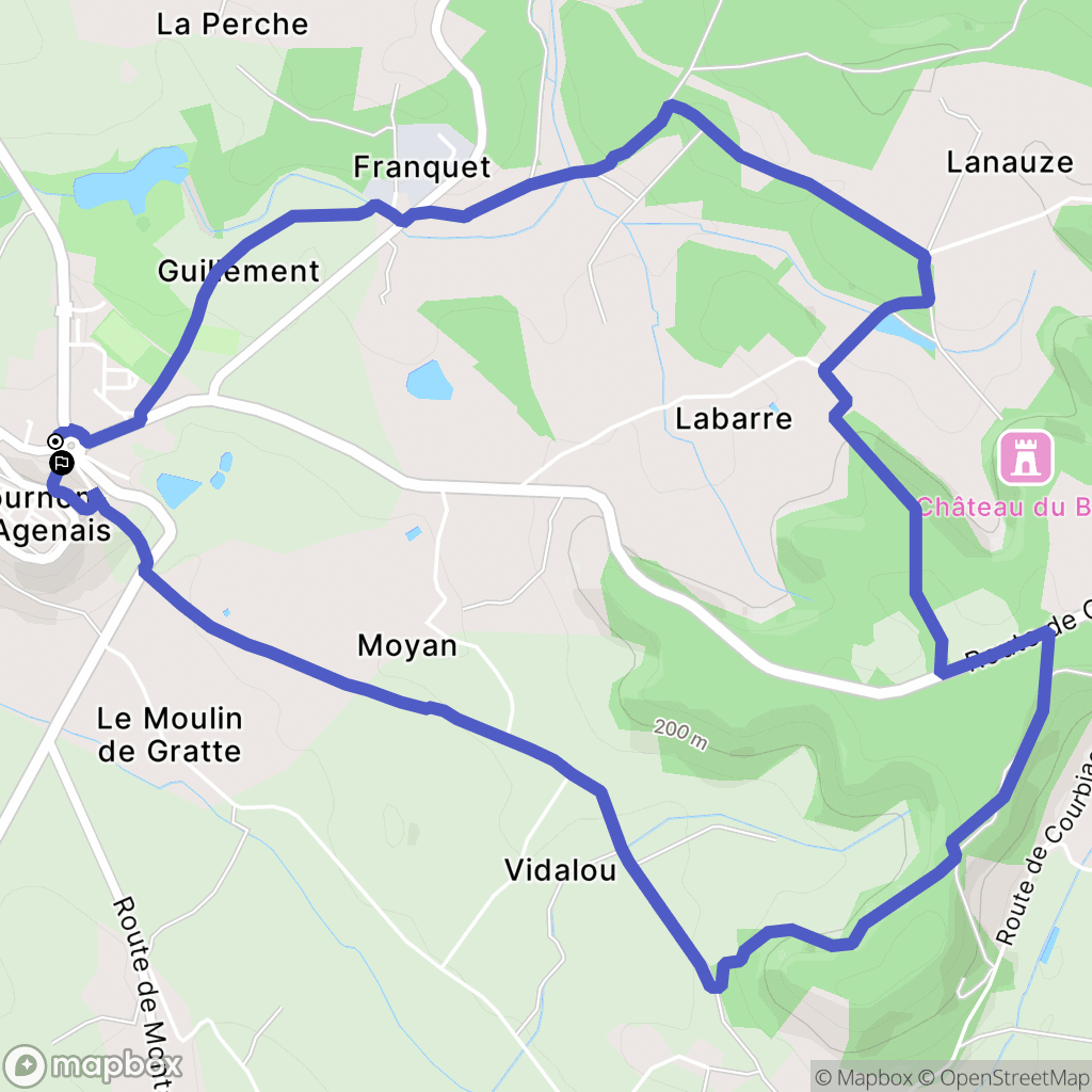 Tournon-d'Agenais : carte du parcours de randonnée - France