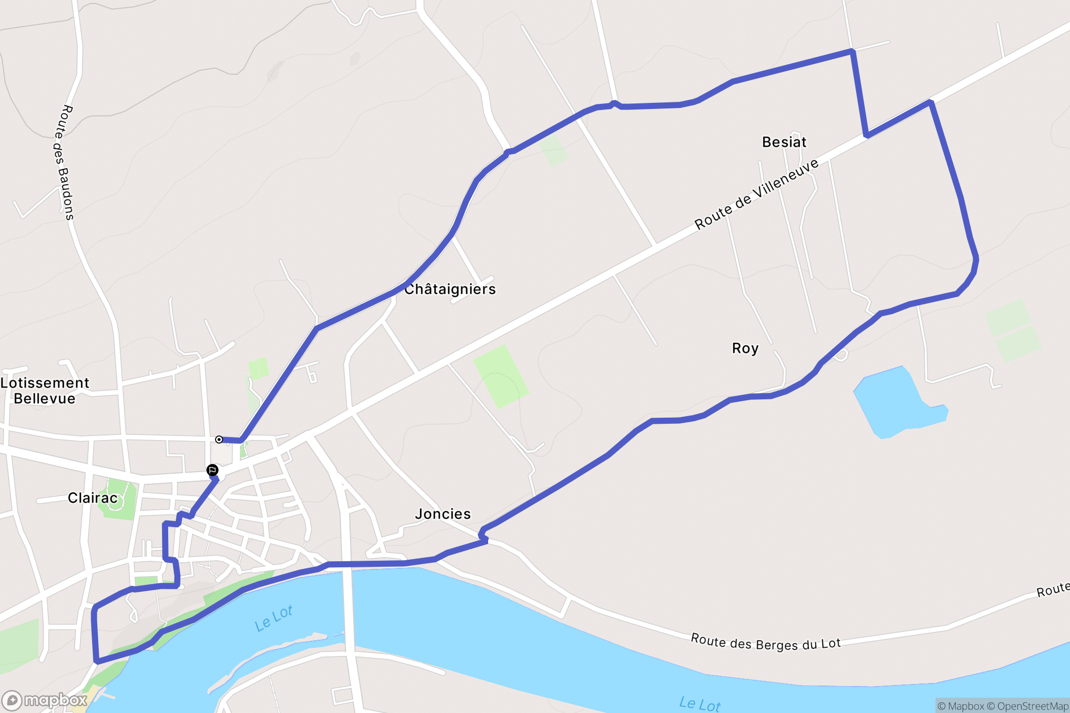 Clairac : carte du parcours de randonnée - France