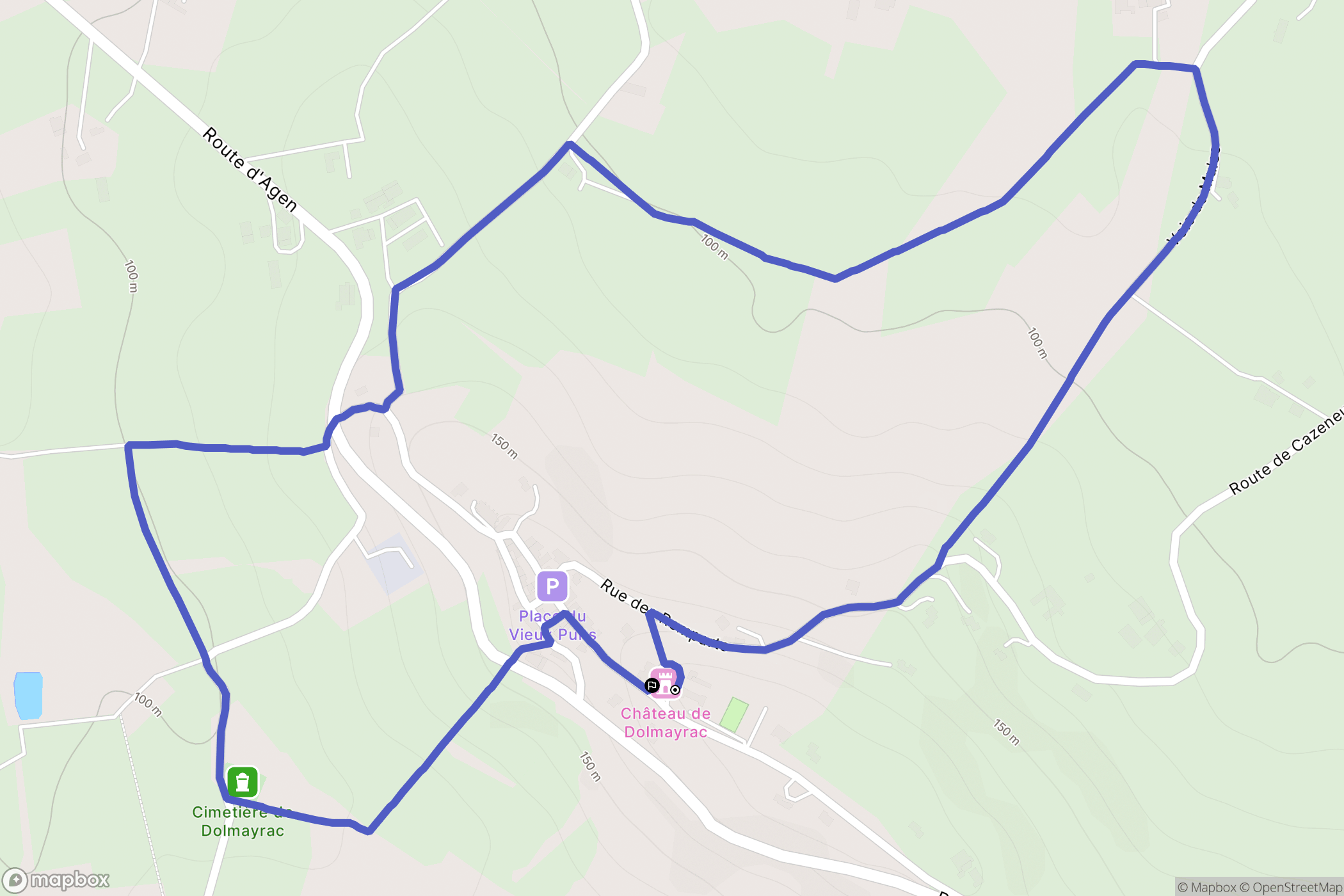 Dolmayrac / Saint-Orens : carte du parcours de randonnée - France