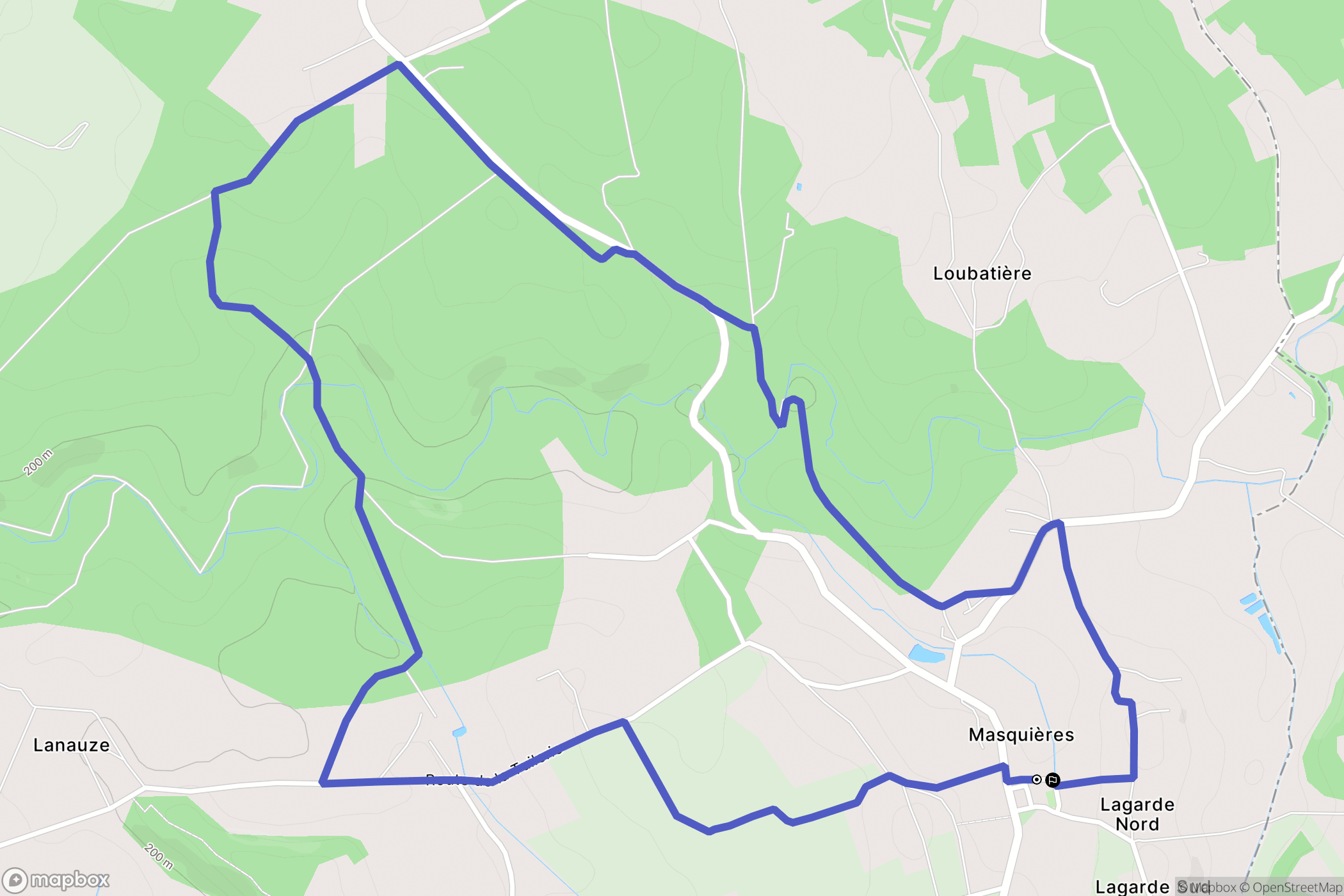 Masquières : carte du parcours de randonnée - France