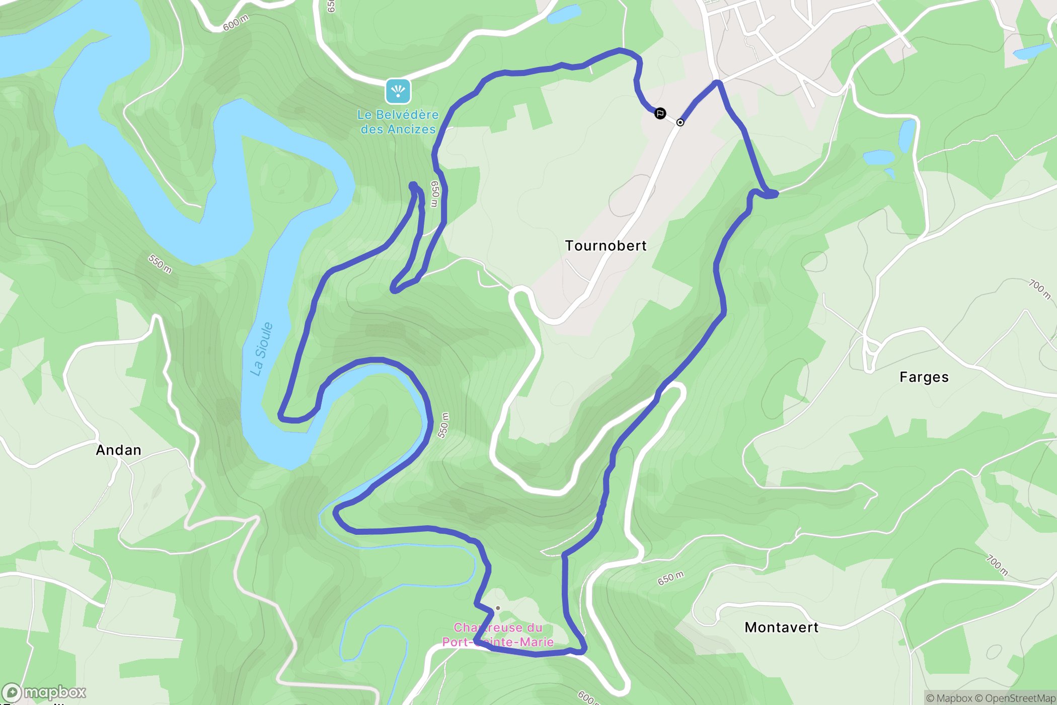 Les Ancizes-Comps : carte du parcours de randonnée - France