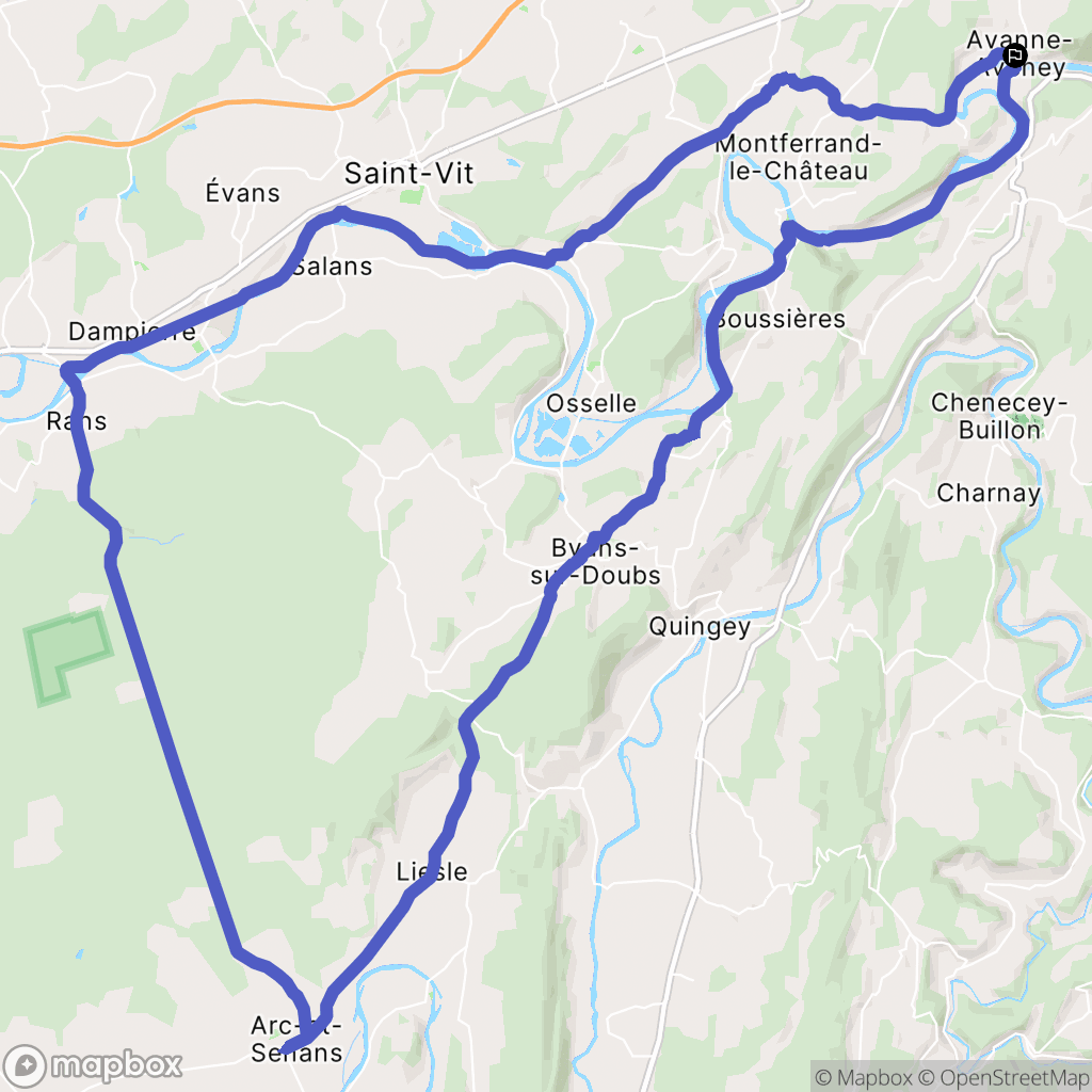 Avanne-Aveney : carte du parcours de randonnée - France