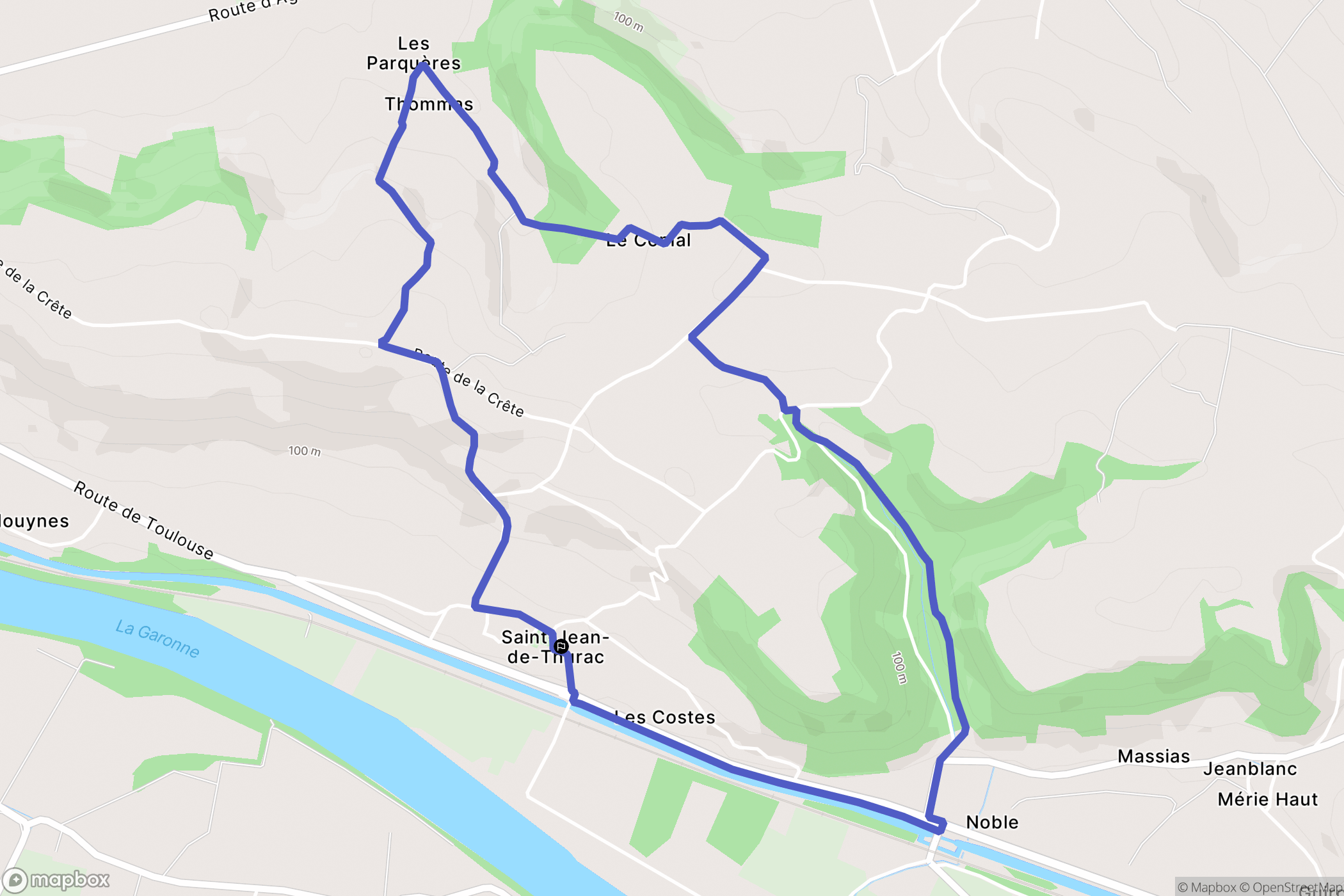 Saint-Jean-de-Thurac : carte du parcours de randonnée - France
