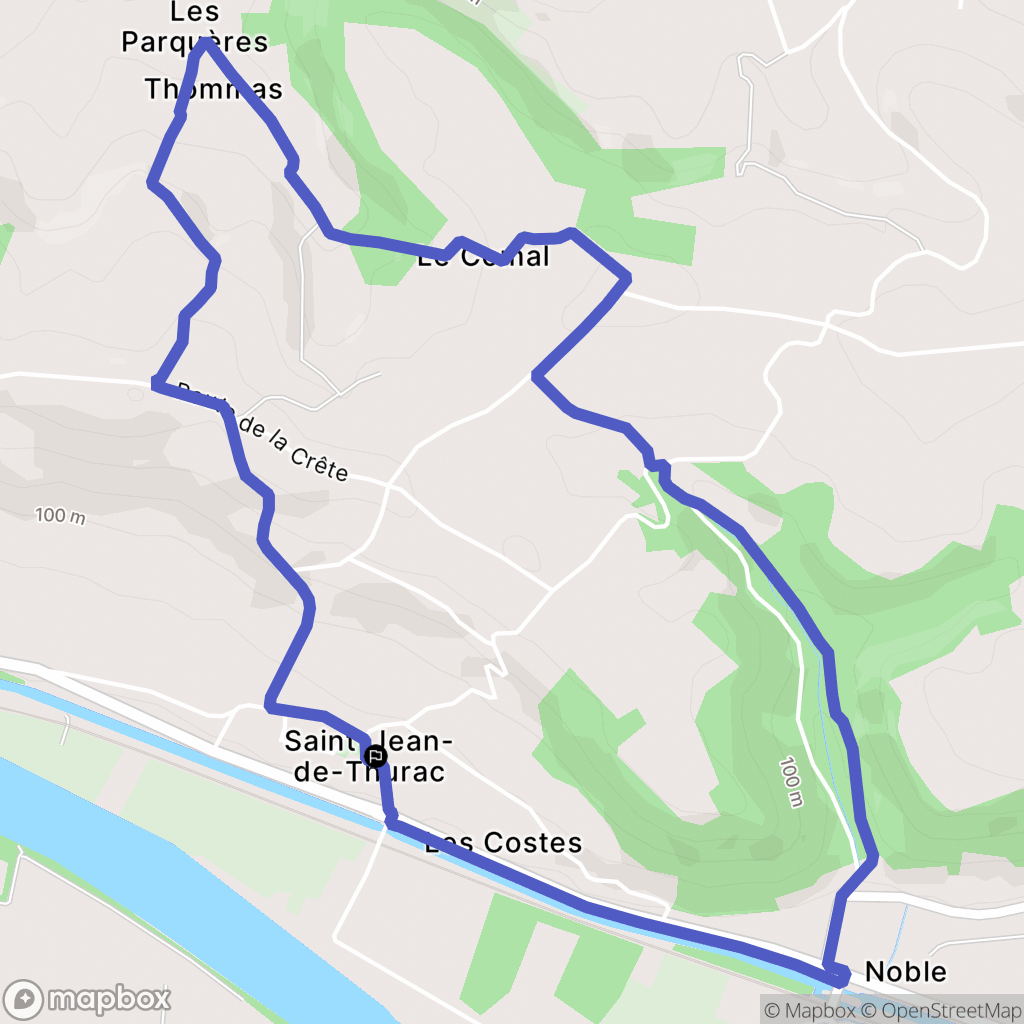 Saint-Jean-de-Thurac : carte du parcours de randonnée - France