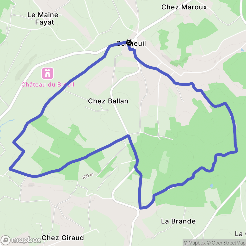 Bonneuil : carte du parcours de randonnée - France