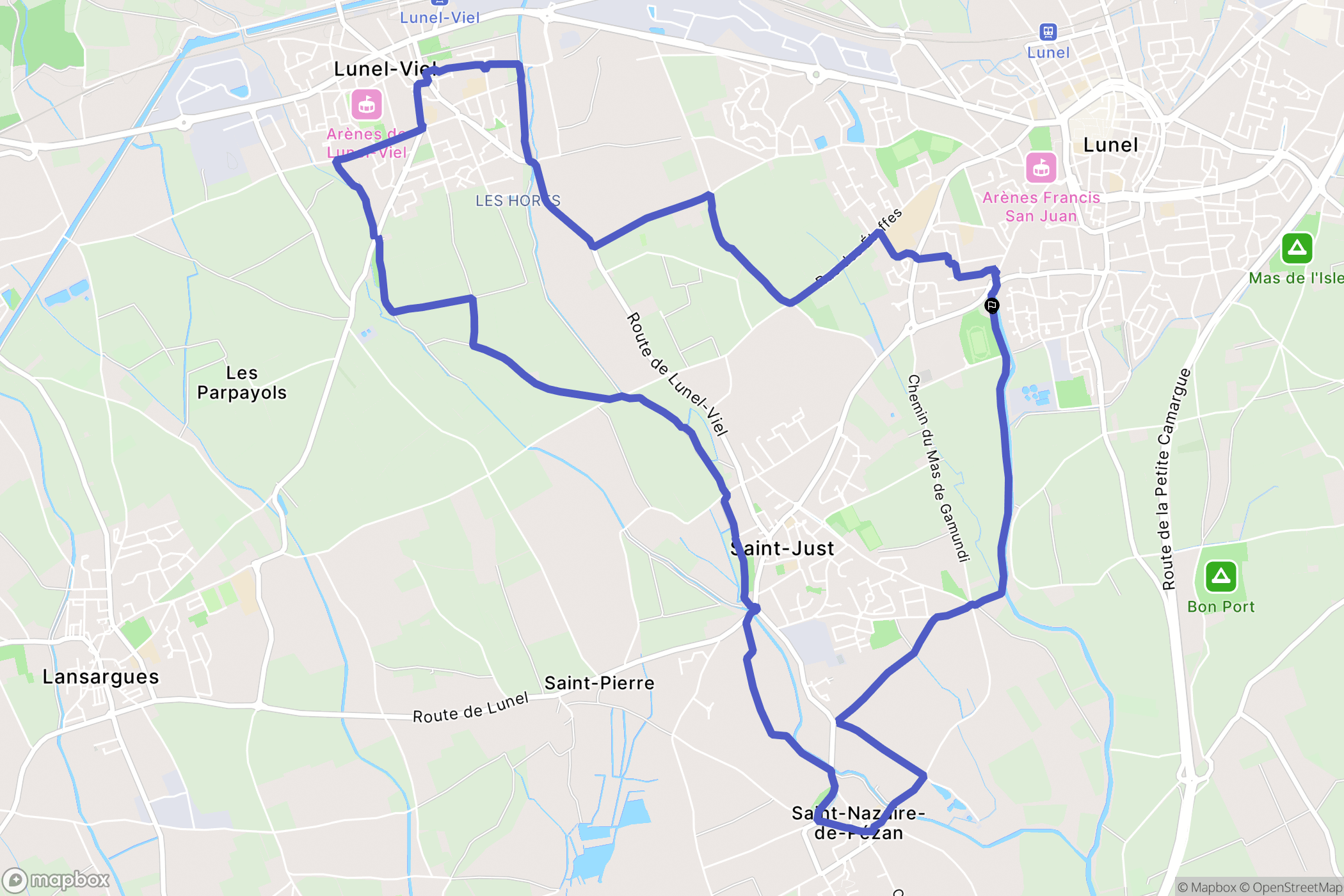 Lunel : carte du parcours de randonnée - France