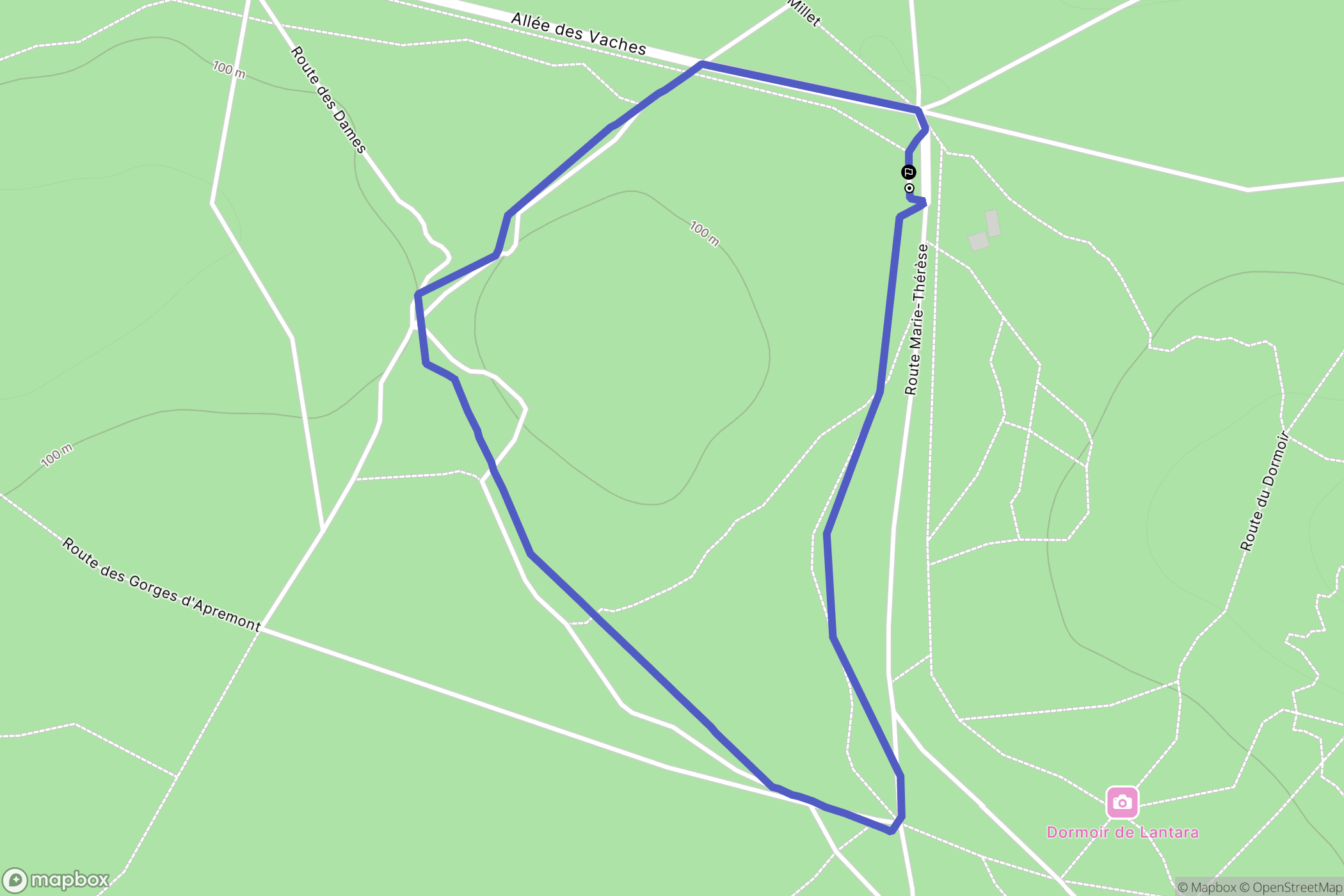 Fontainebleau : carte du parcours de randonnée - France