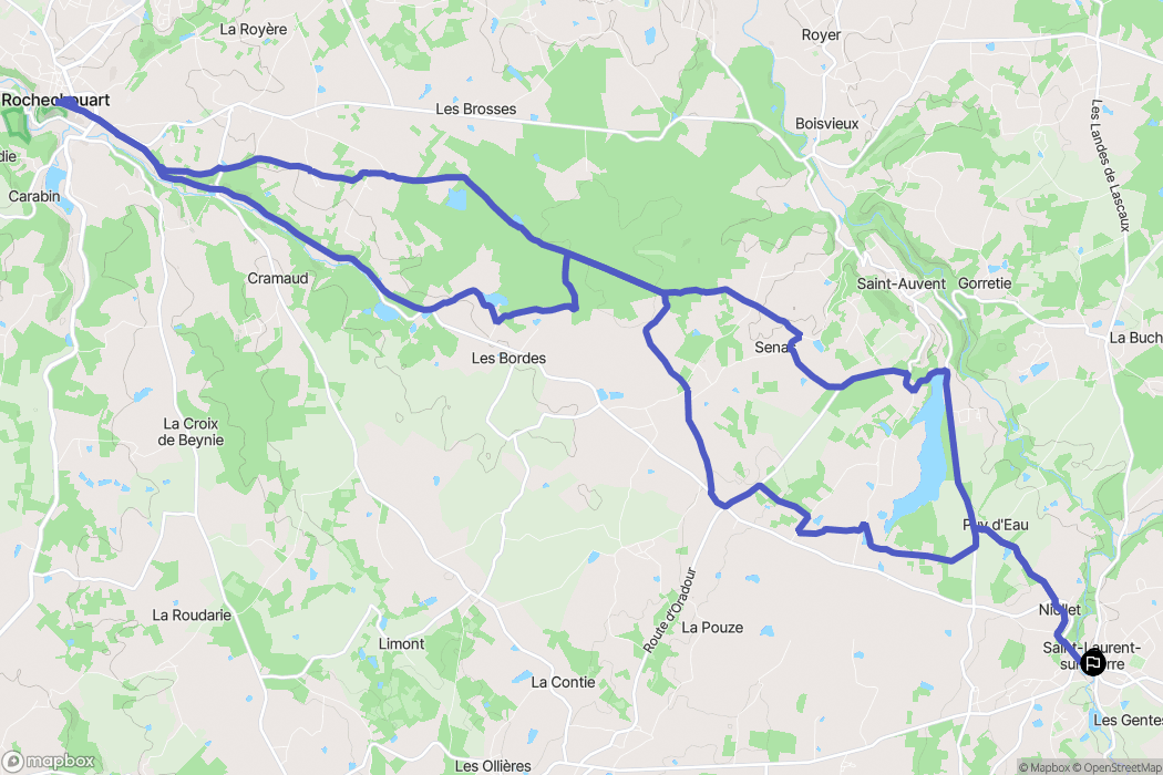 Saint-Laurent-sur-Gorre : carte du parcours de randonnée - France