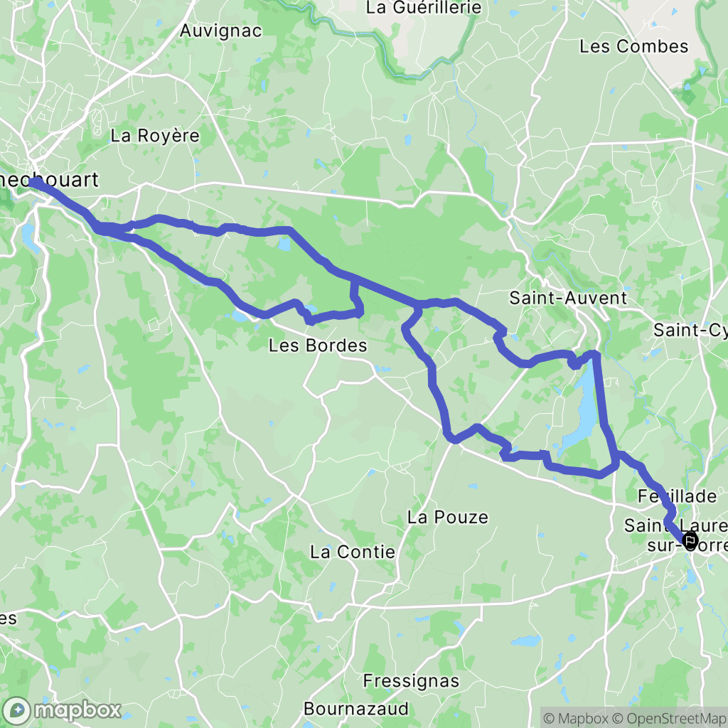 Saint-Laurent-sur-Gorre : carte du parcours de randonnée - France