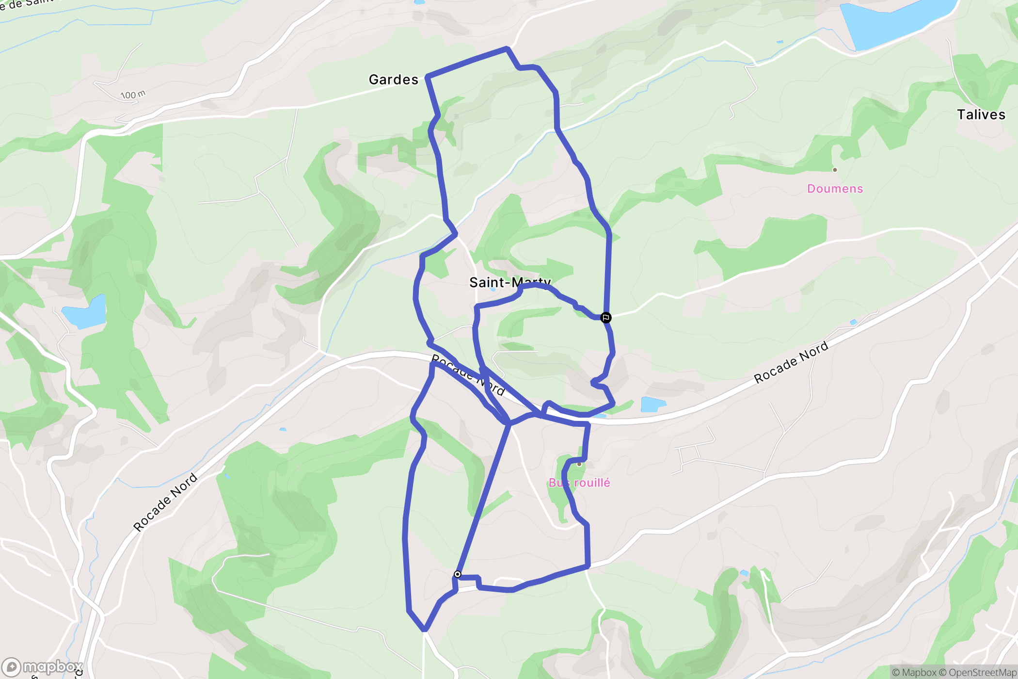 Foulayronnes, Monbran : carte du parcours de randonnée - France