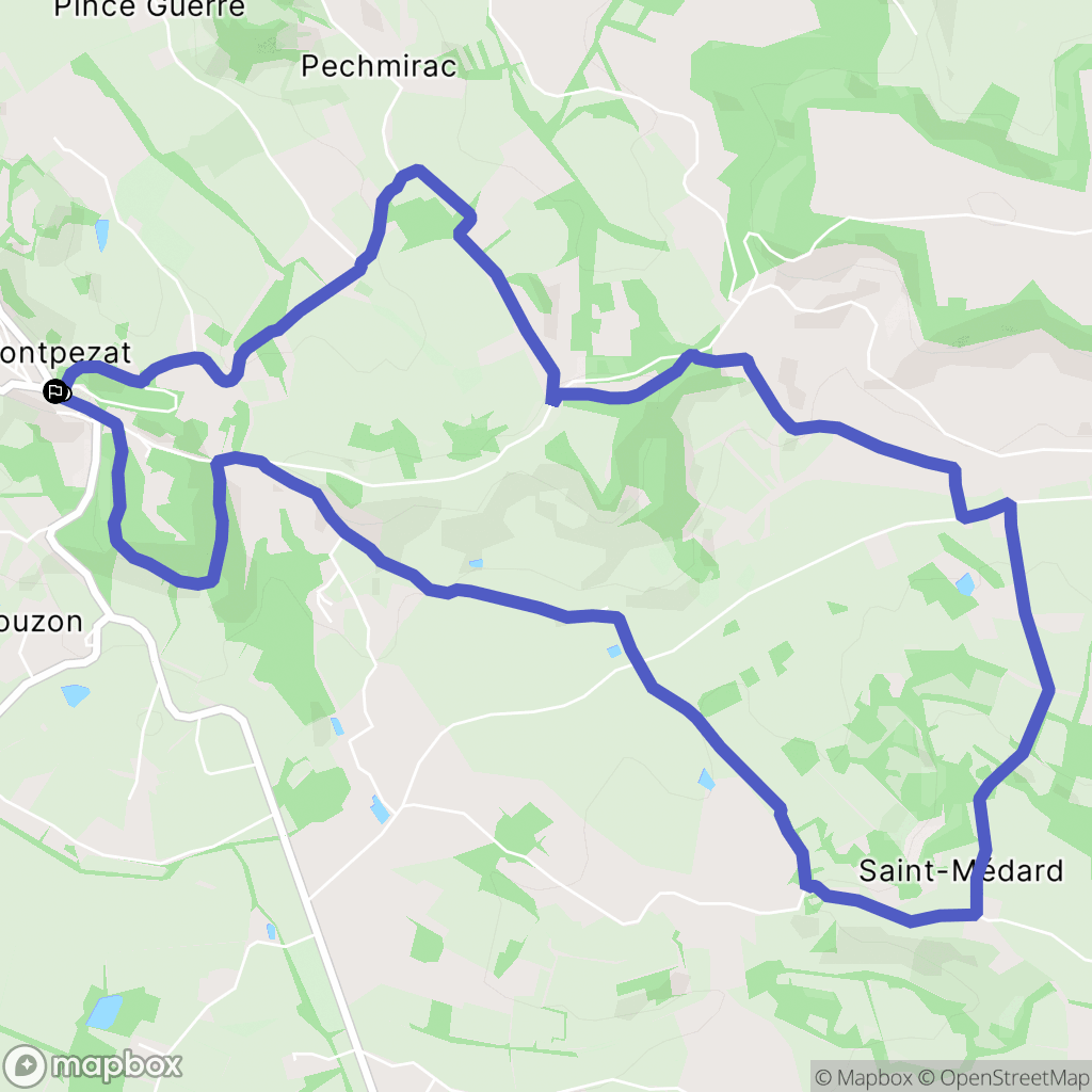 Montpezat-d'Agenais : carte du parcours de randonnée - France
