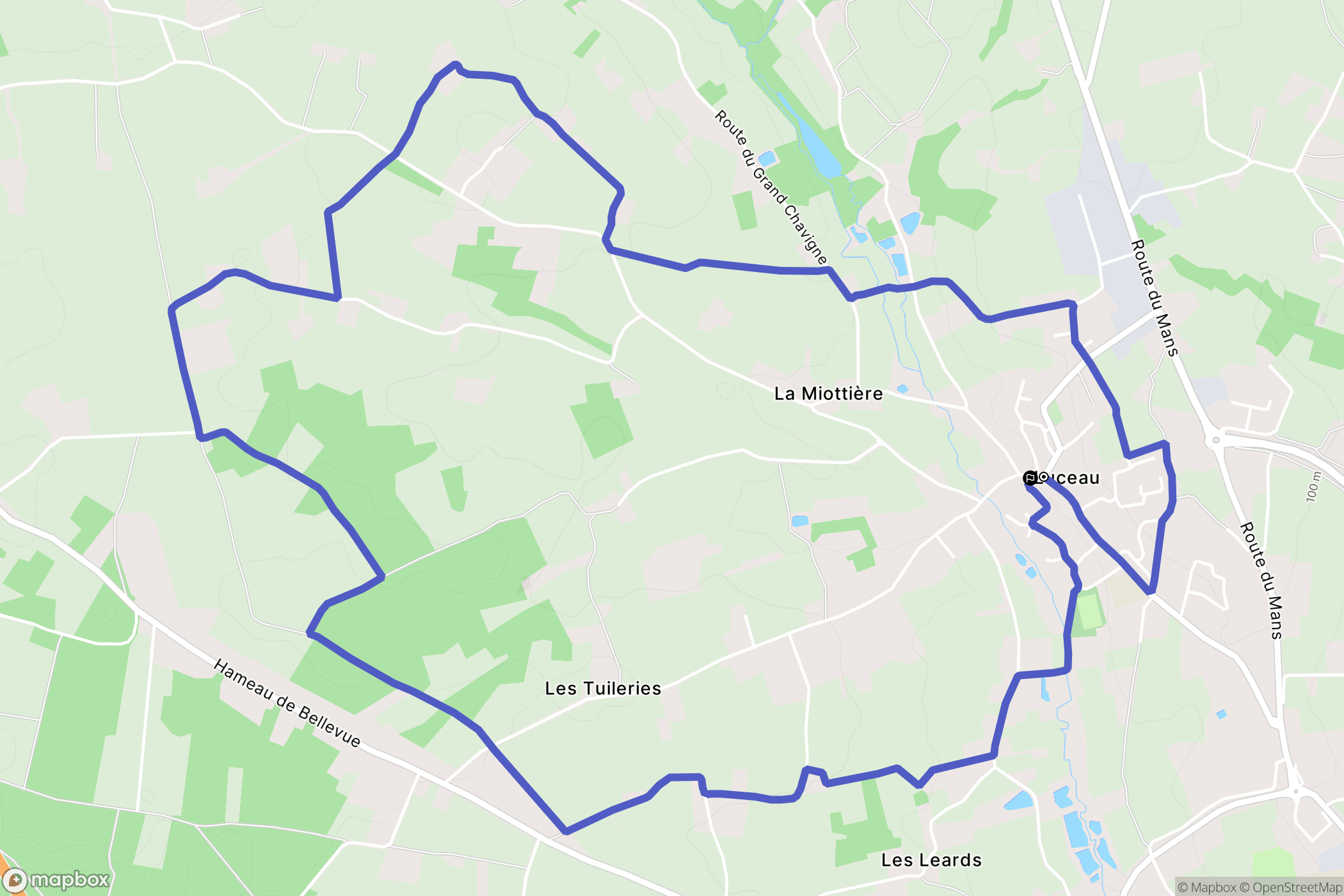 Luceau : carte du parcours de randonnée - France