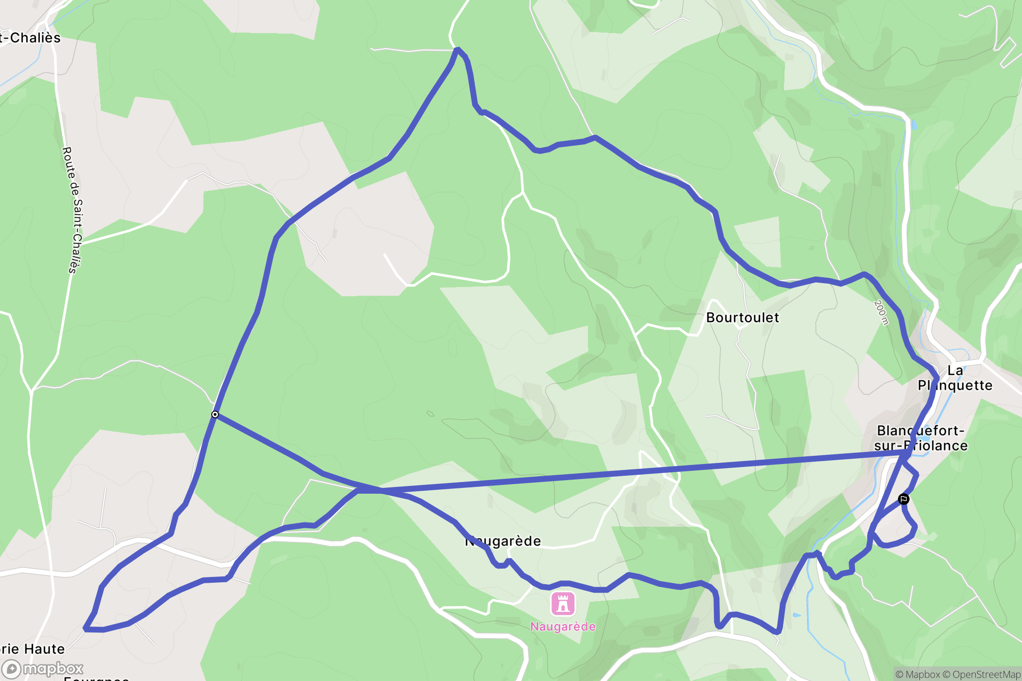 Blanquefort sur Briolance : carte du parcours de randonnée - France