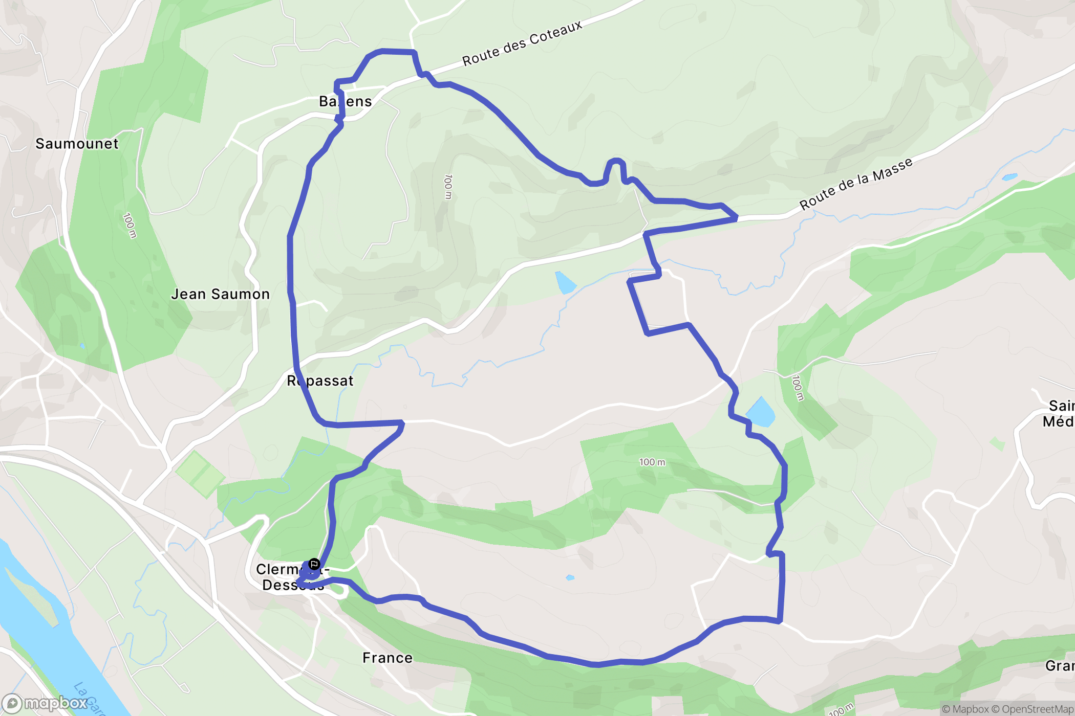 Clermont-Dessous : carte du parcours de randonnée - France