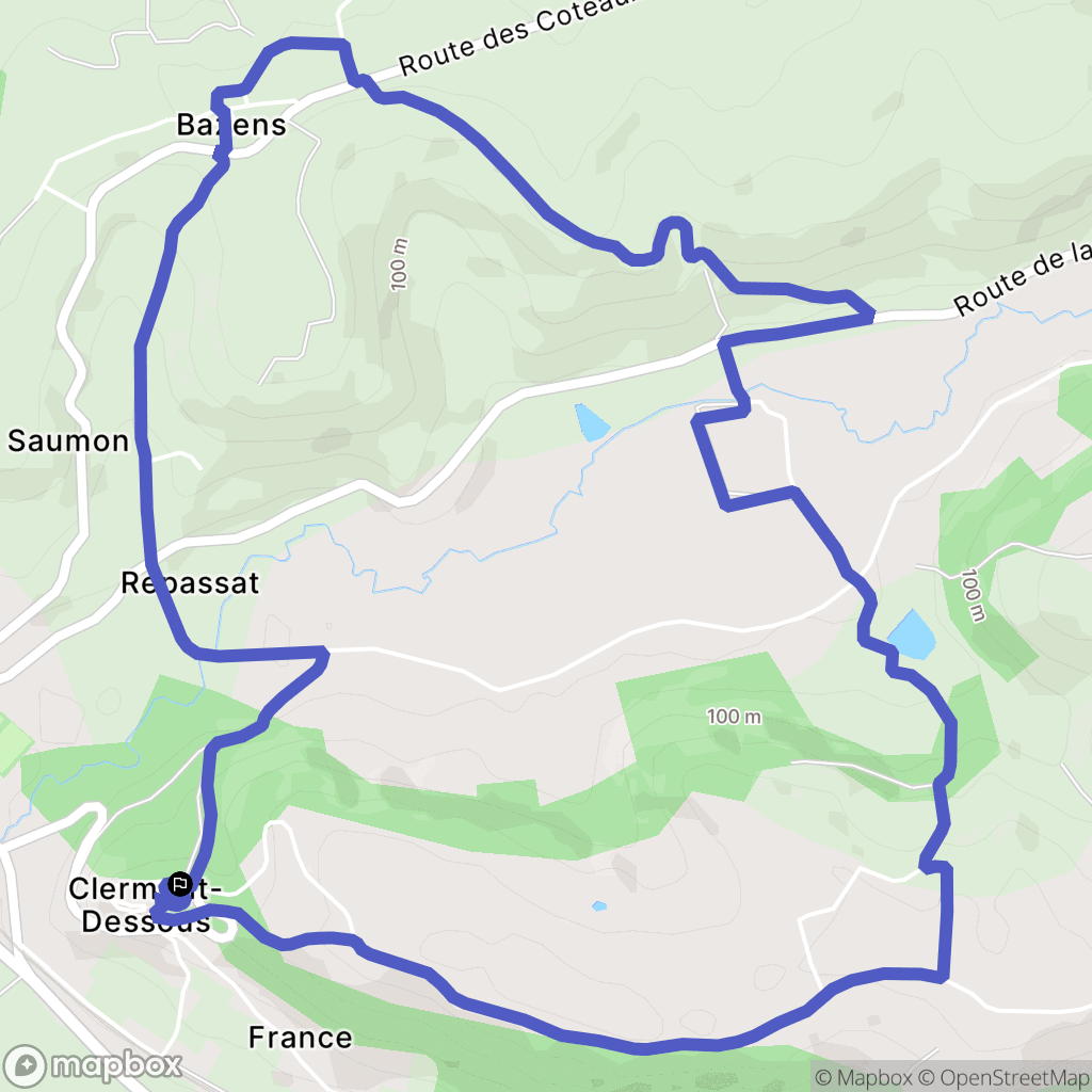 Clermont-Dessous : carte du parcours de randonnée - France