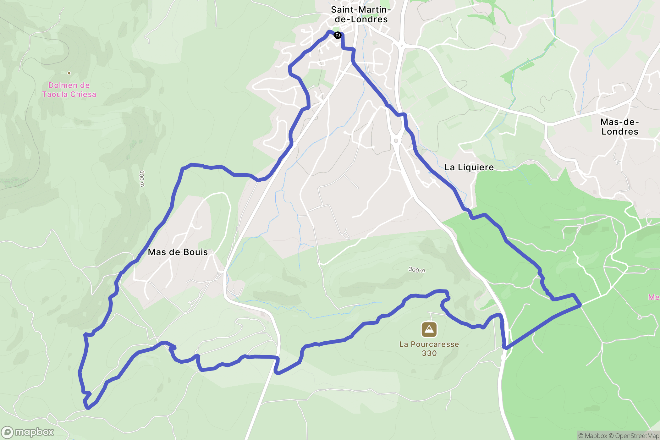 Saint-Martin-de-Londres : carte du parcours de randonnée - France
