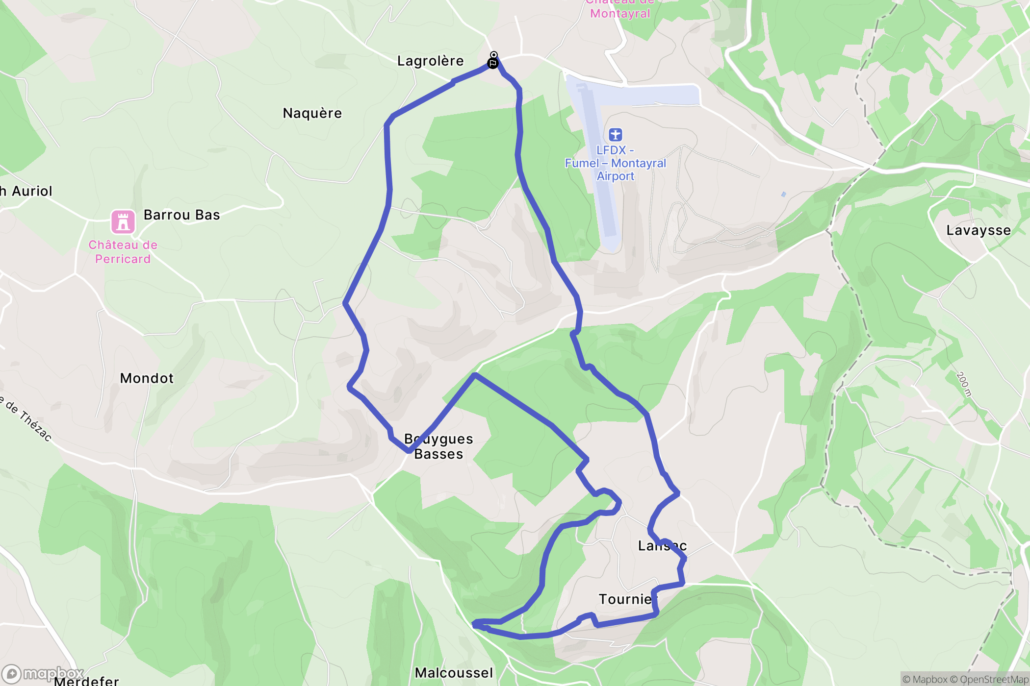 Montayral, : carte du parcours de randonnée - France