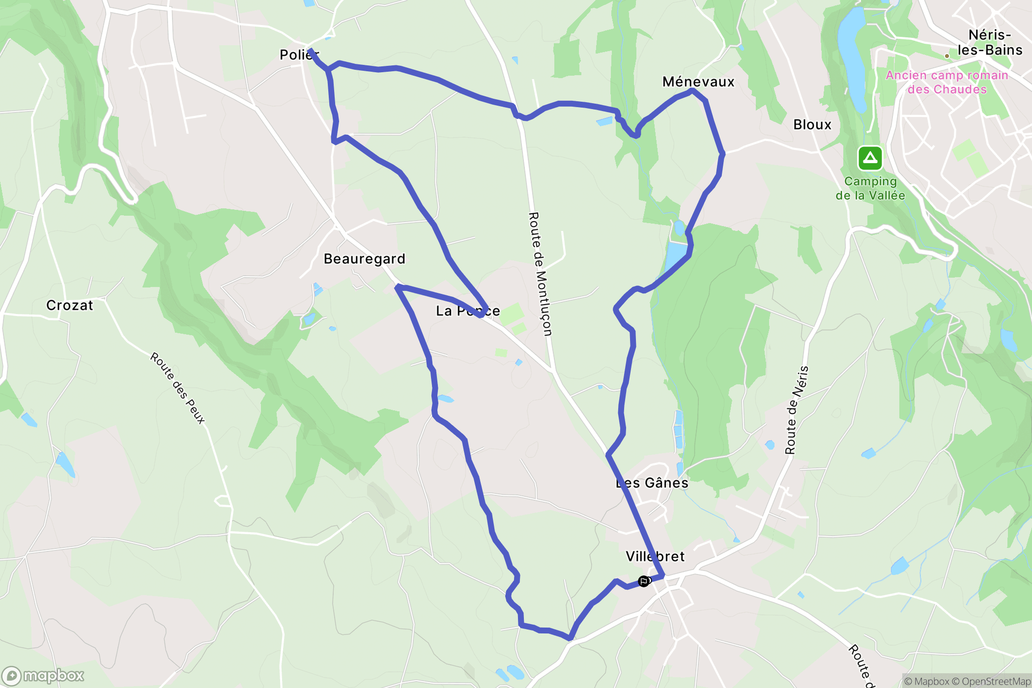 Villebret : carte du parcours de randonnée - France