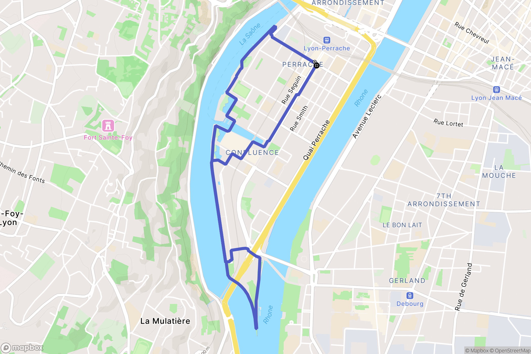 Lyon : carte du parcours de randonnée - France