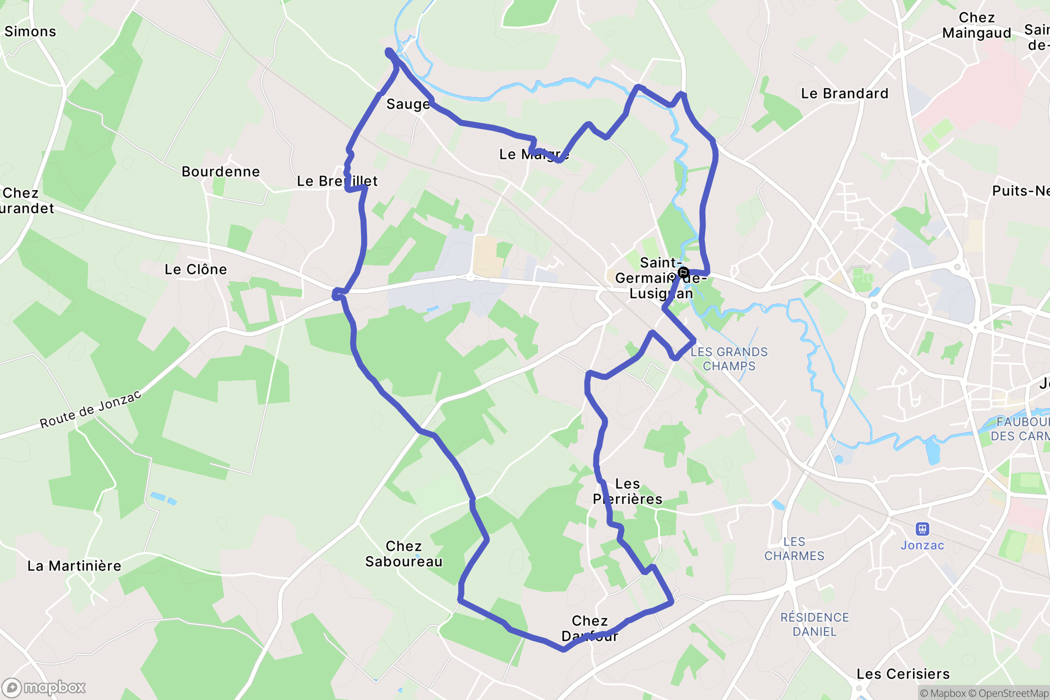 Saint-Germain-de-Lusignan : carte du parcours de randonnée - France