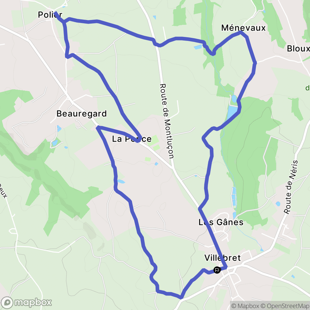 Villebret : carte du parcours de randonnée - France