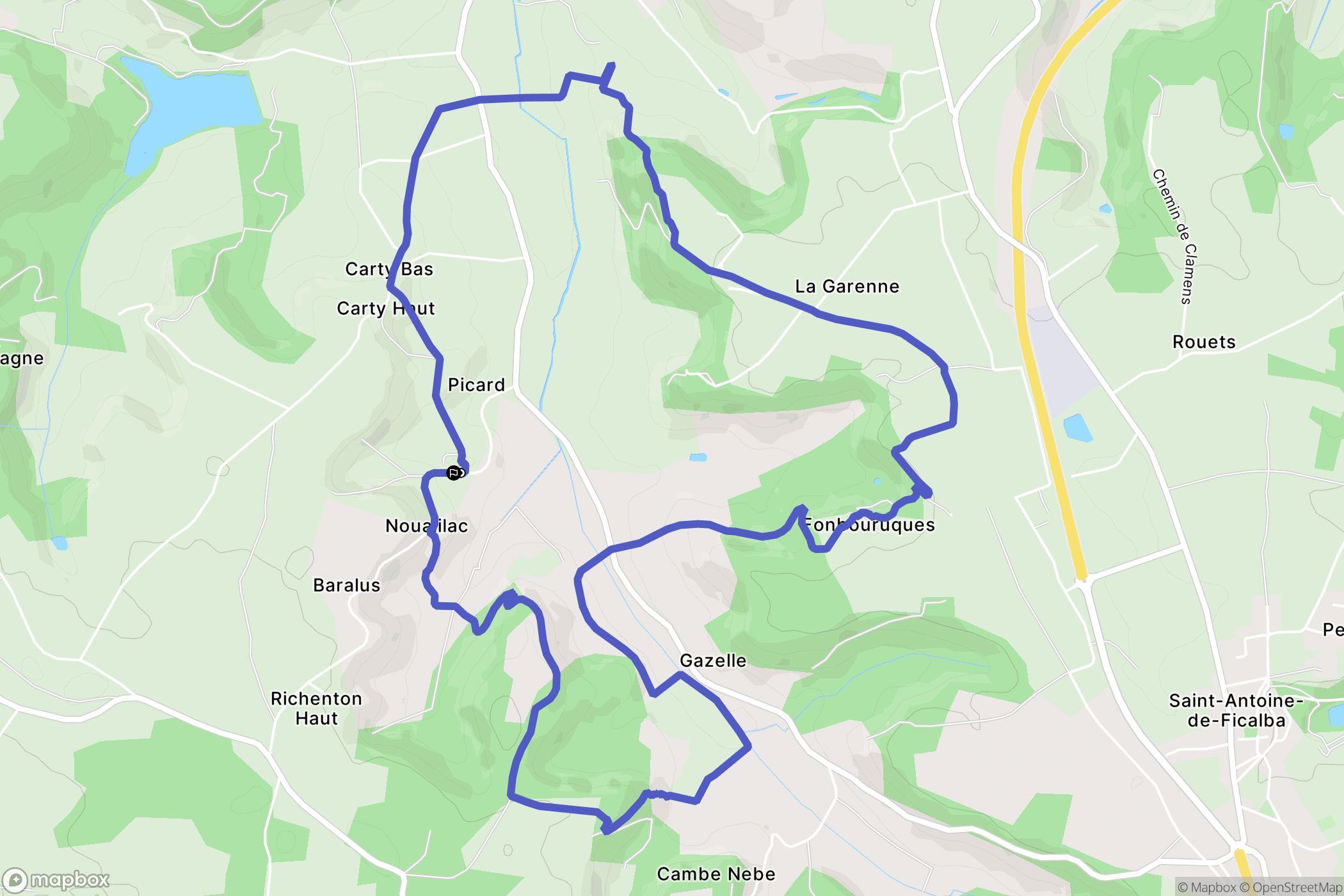 Nouaillac : carte du parcours de randonnée - France