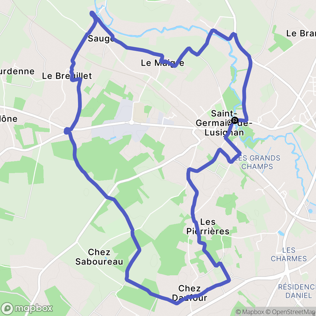 Saint-Germain-de-Lusignan : carte du parcours de randonnée - France